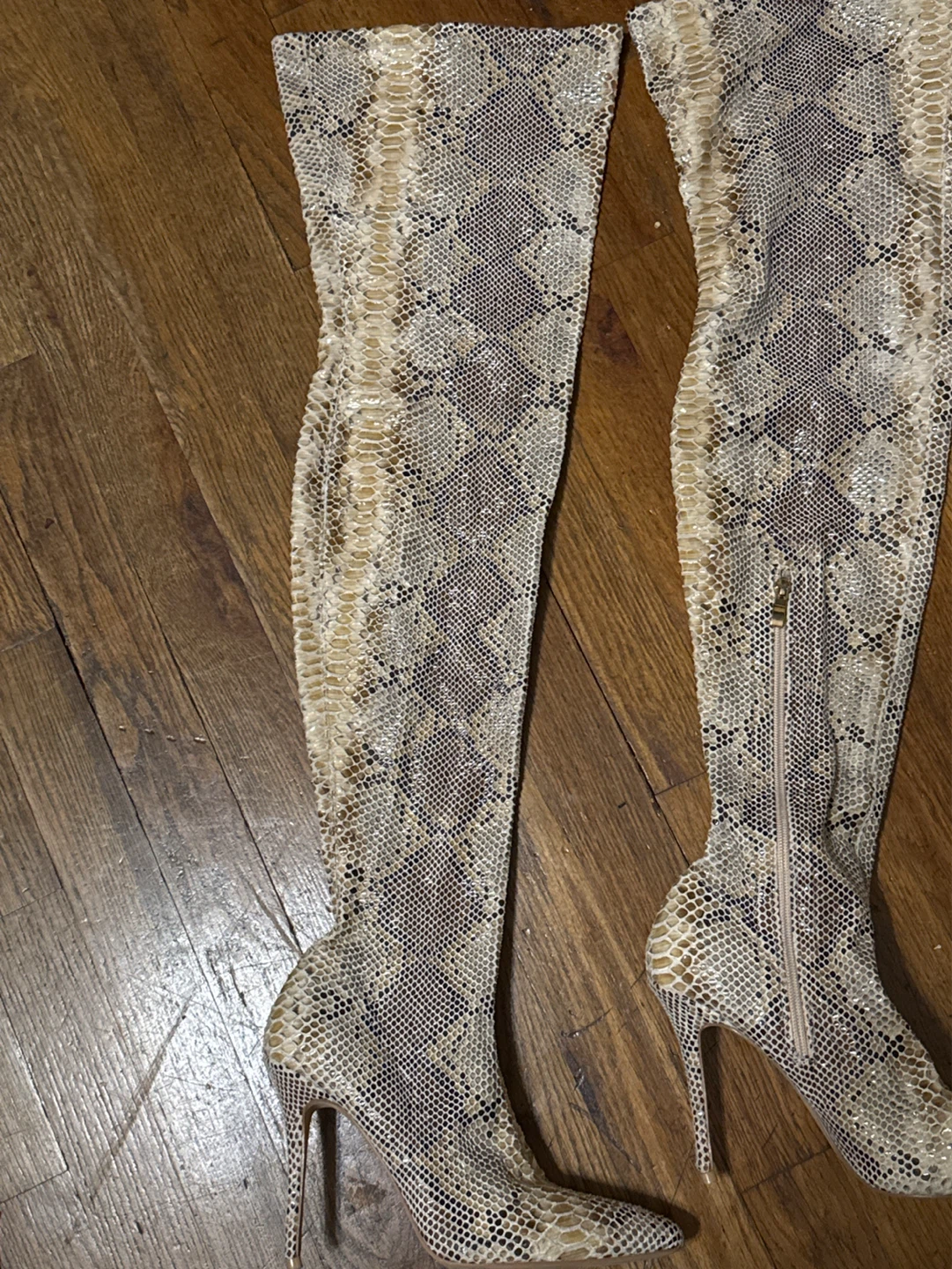 Size 8 Snake Print Thigh High Stiletto Boots - photo 3