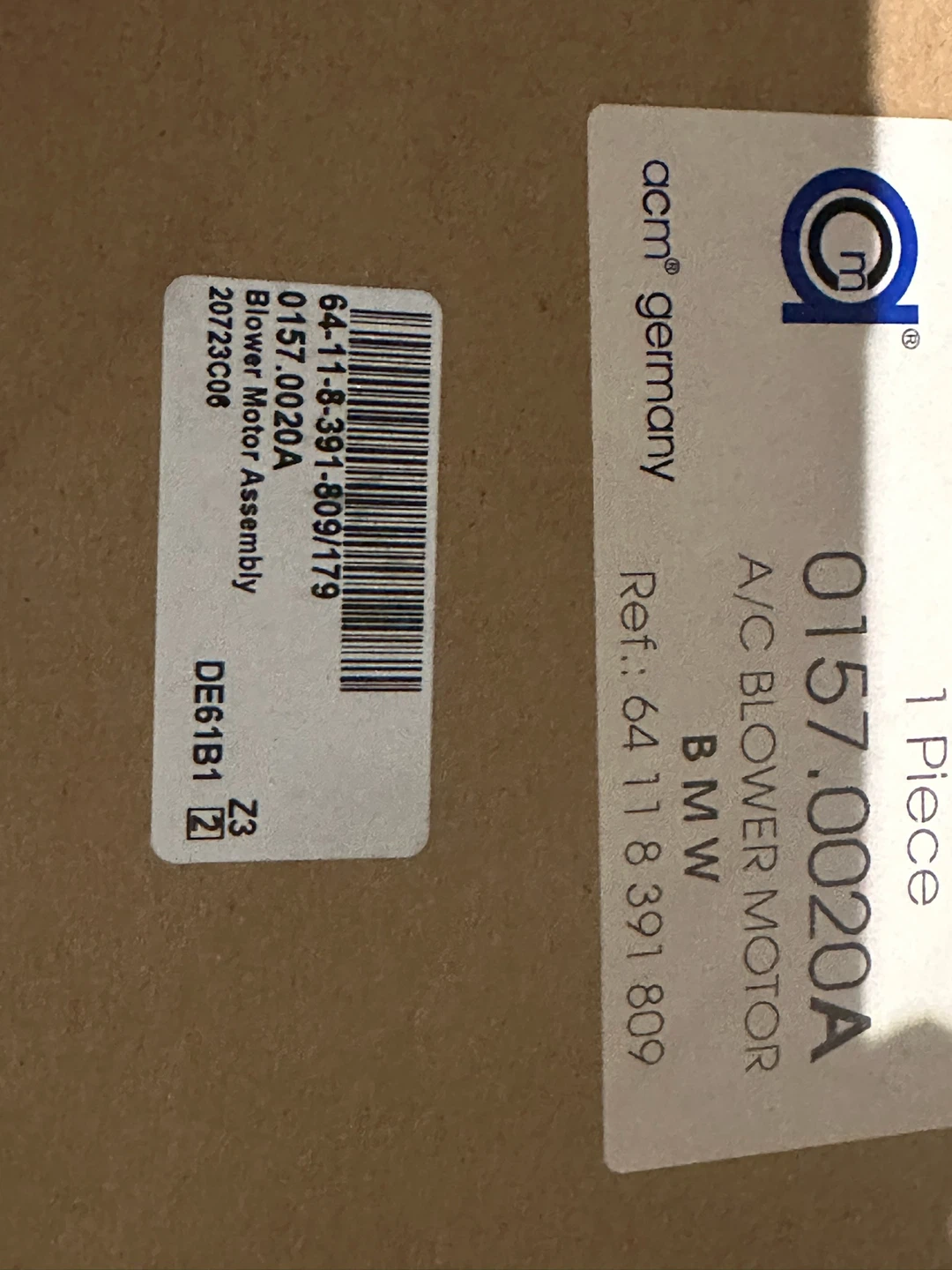 ACM Germany BMW Blower Motor Assembly 0157.0020A - photo 4