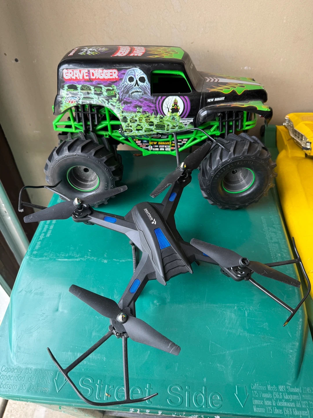 Remote Control Toys Lot - Grave Digger Truck, Drone, Boat, Jet