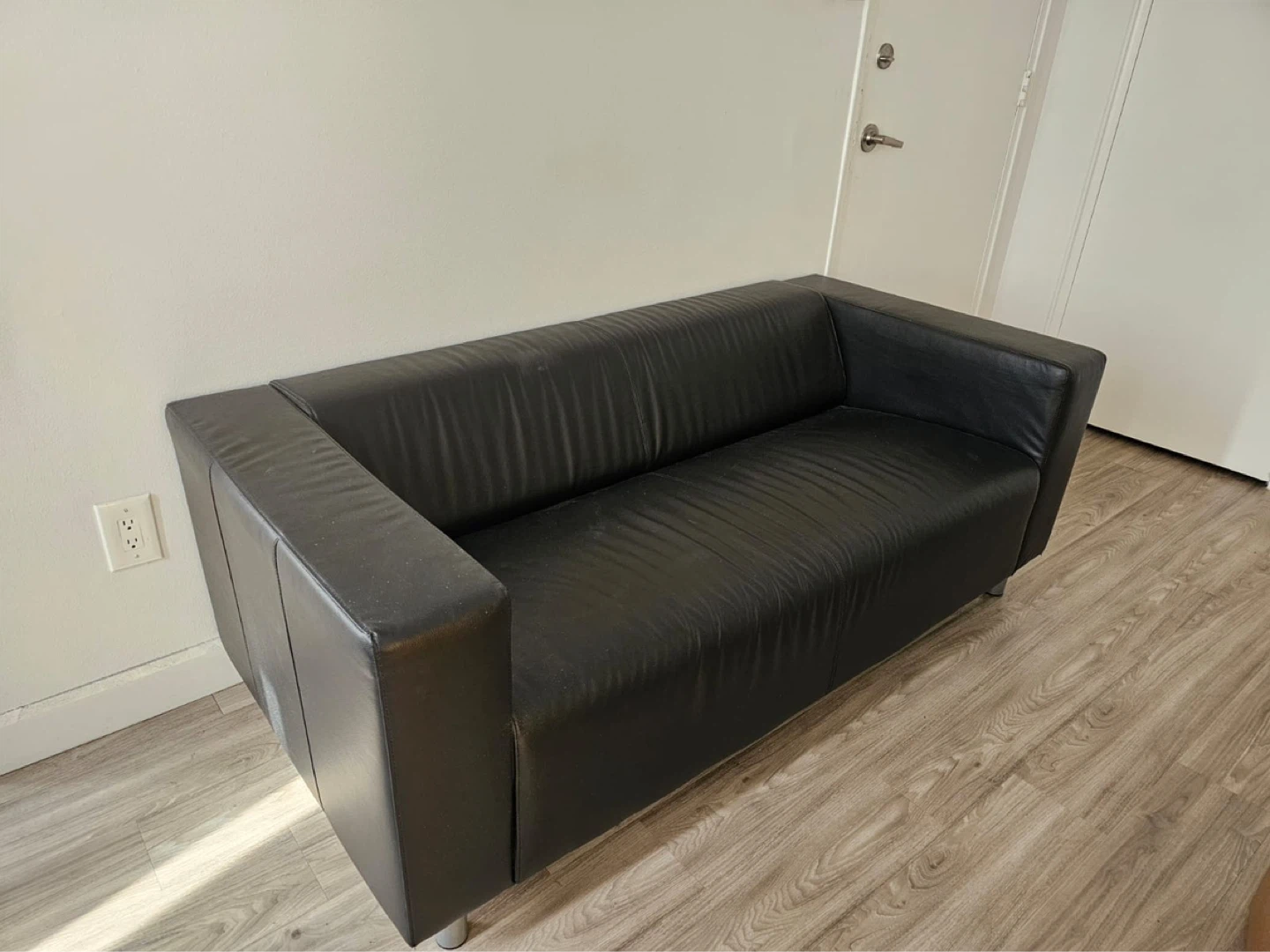 Ikea Black faux leather loveseat