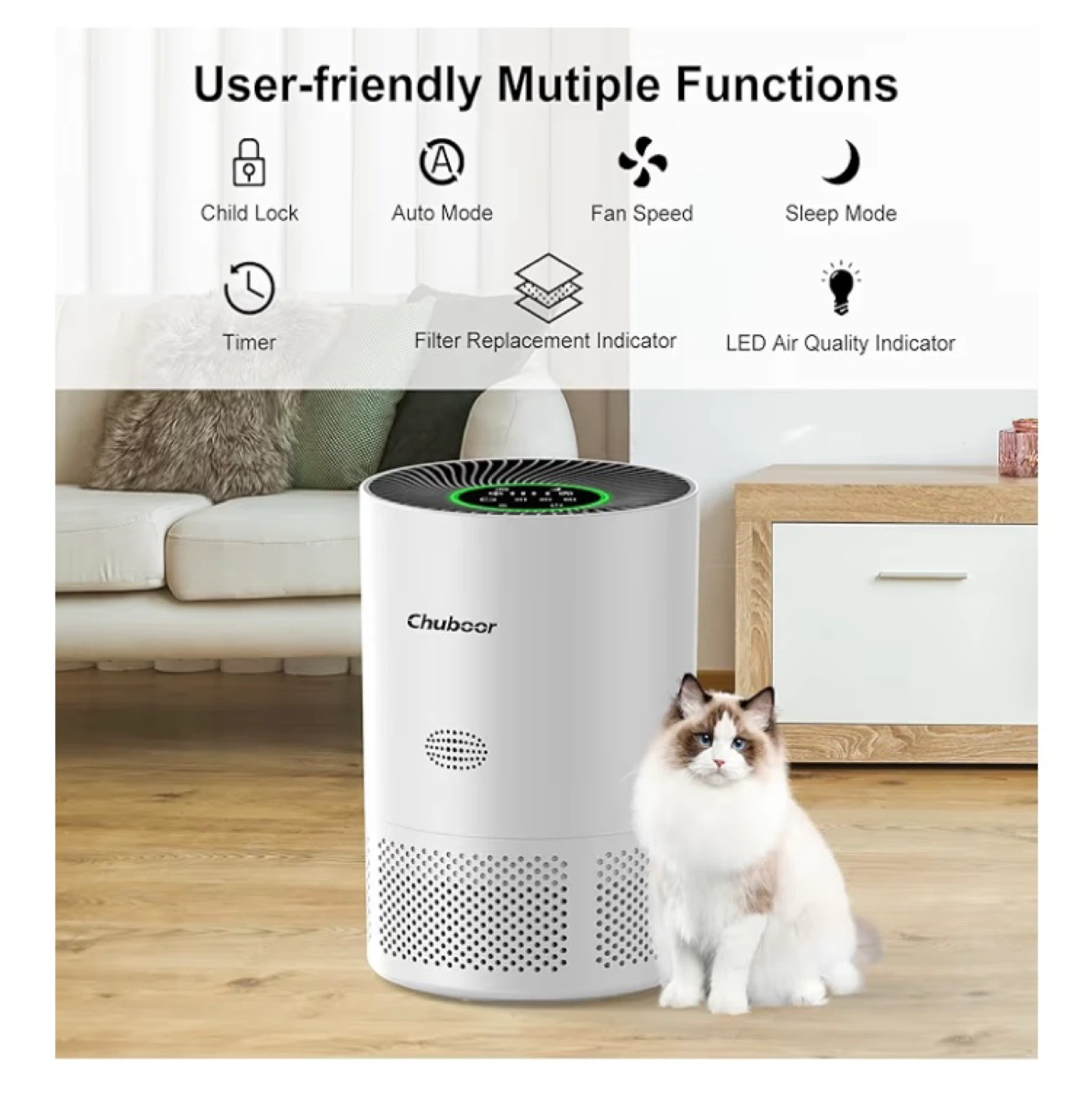 Chuboor PJ01Air Purifier for Large Rooms ,H13 True HEPA 1200ft” - photo 3