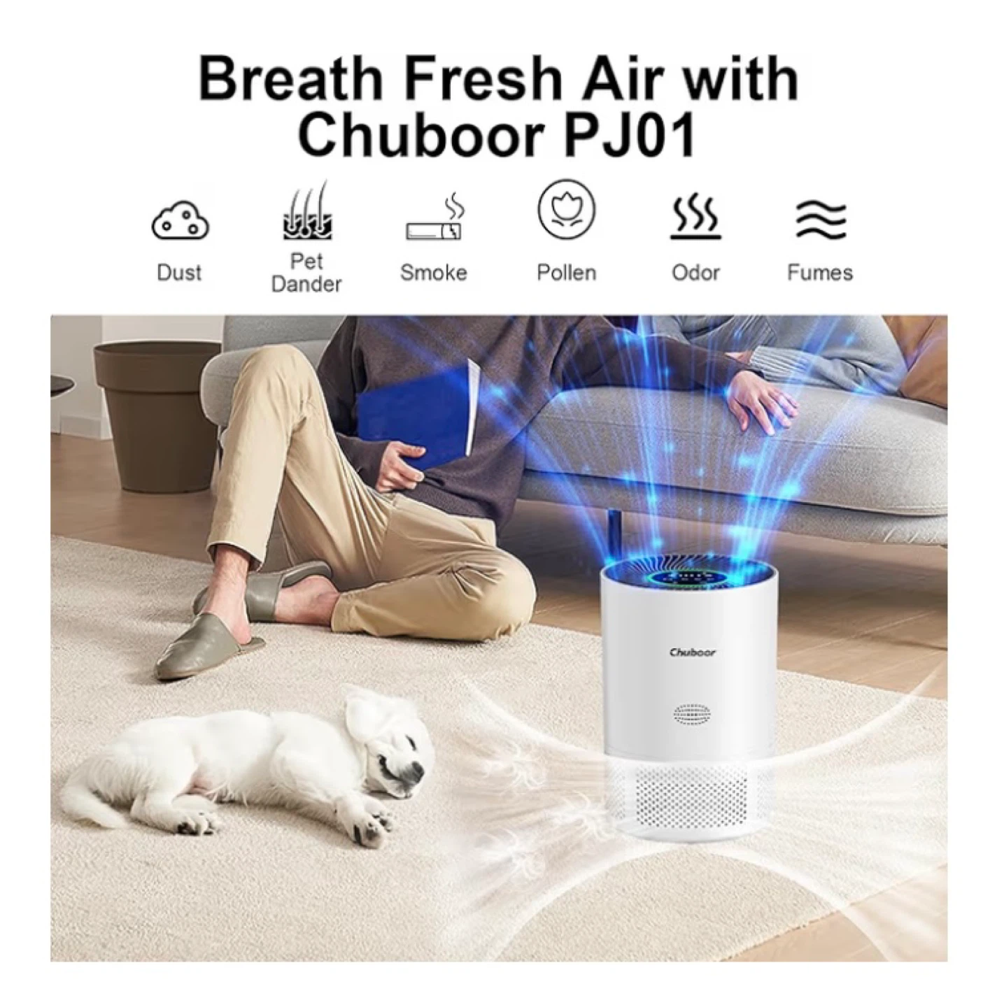 Chuboor PJ01Air Purifier for Large Rooms ,H13 True HEPA 1200ft” - photo 2