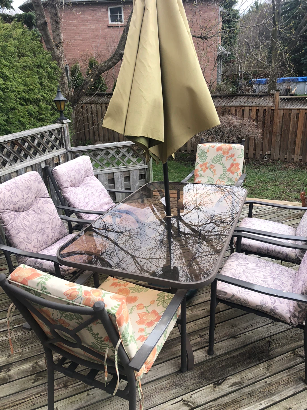 Patio Dining Set with Glass Table and Cushioned Chairs - photo 2