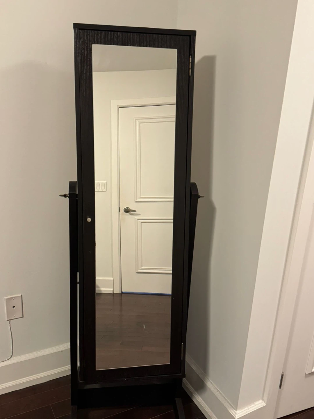 Dark brown Jewelry Armoire with Mirror