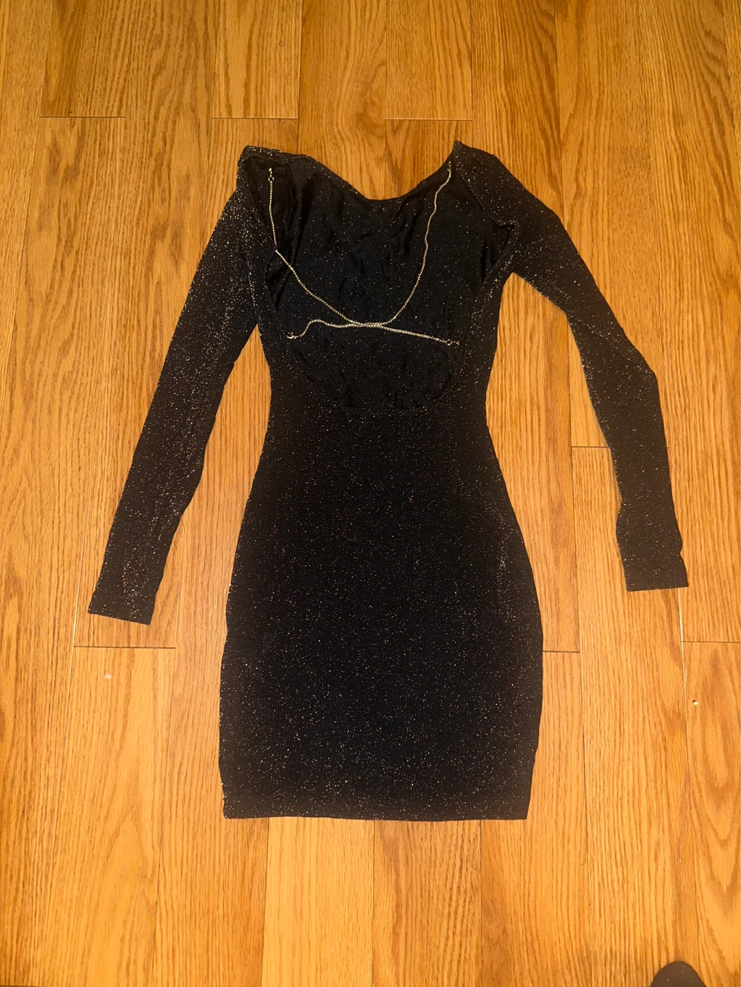 Black Cocktail Glitter Open Back Size XXS Dress - photo 2