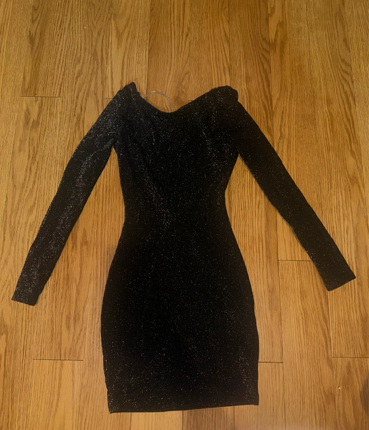 Black Cocktail Glitter Open Back Size XXS Dress