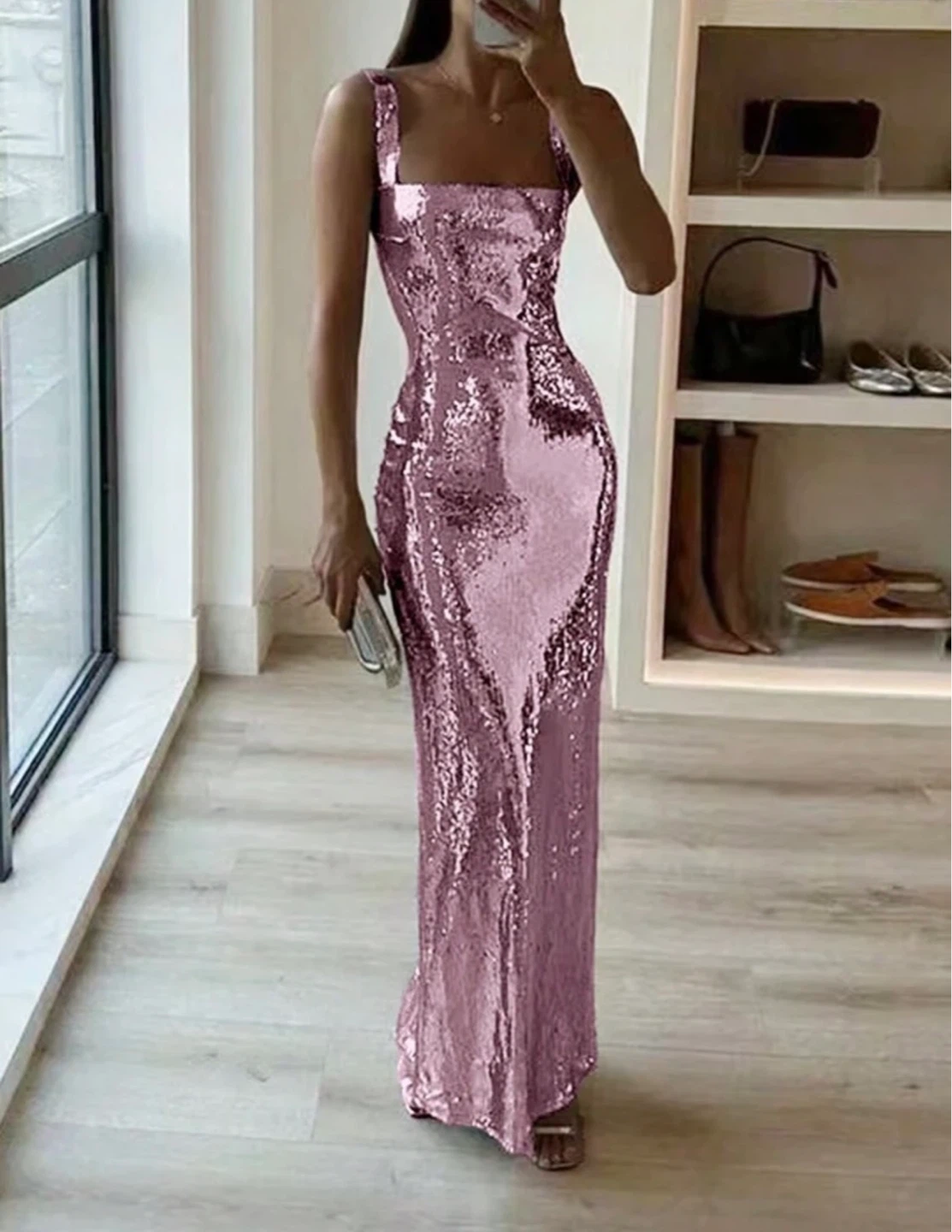 Pink Sequin Maxi Dress