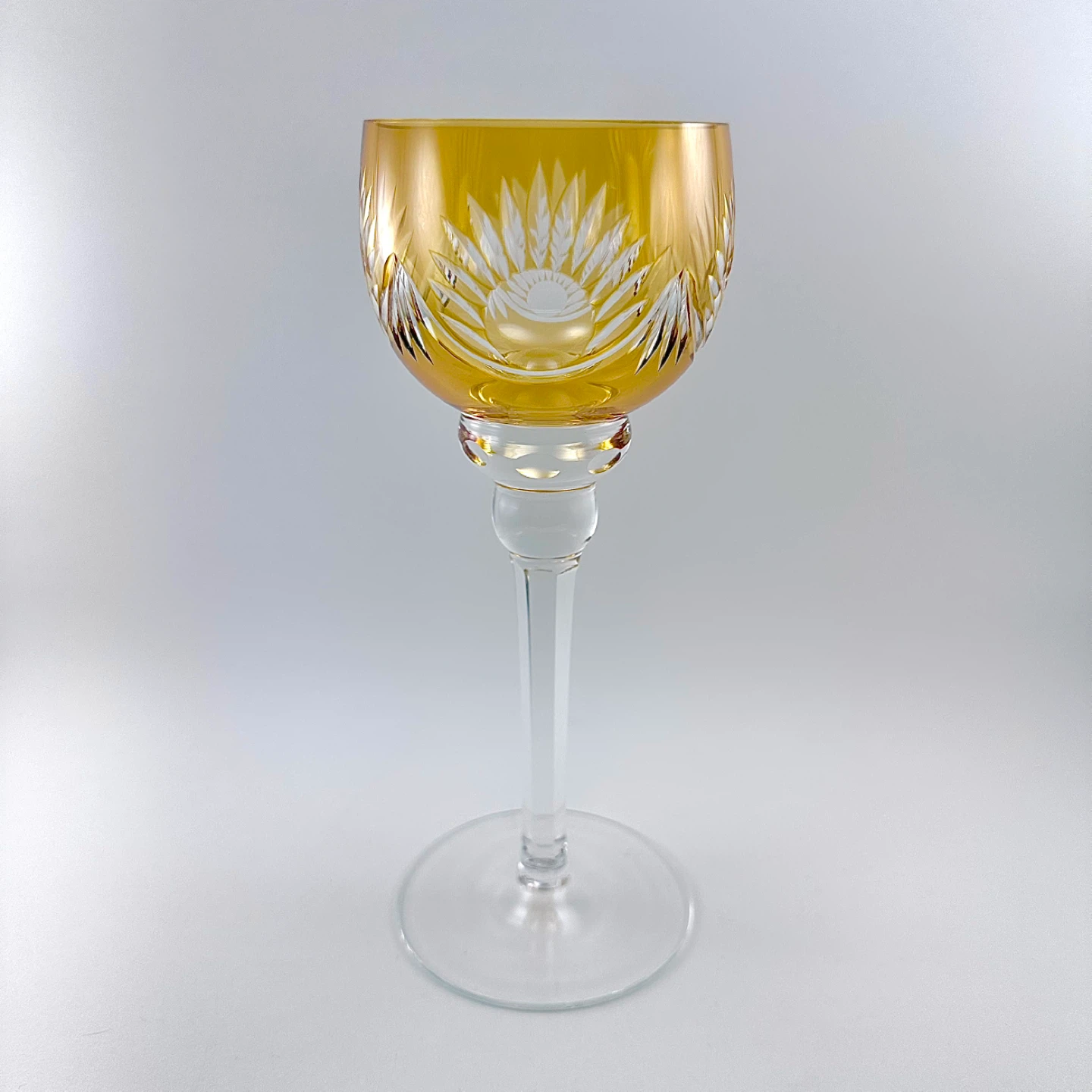 Set 3 fine bohemian amber crystal hock glasses - photo 3