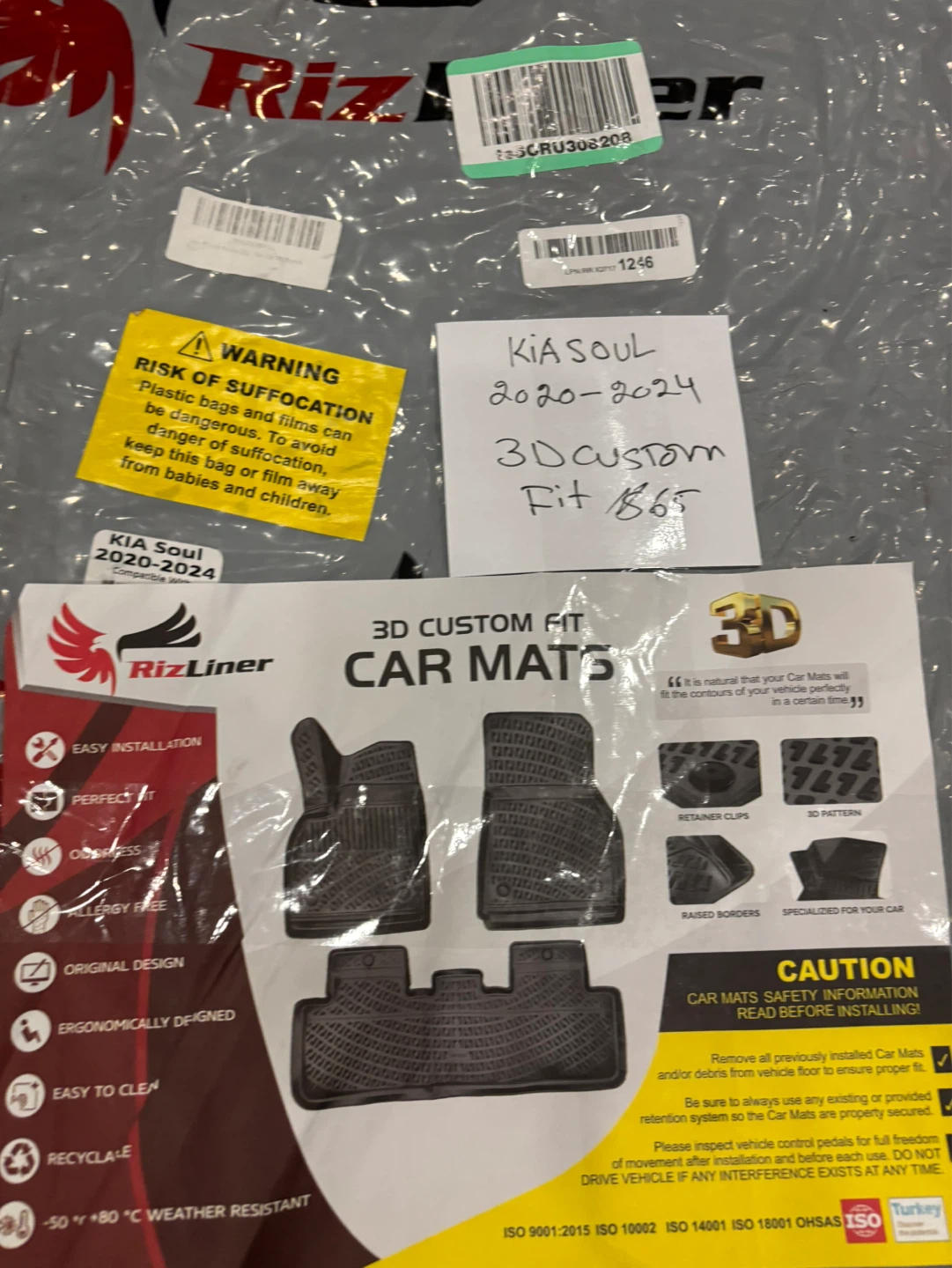 Rizliner 3D Custom Fit Car Mats for Kia Soul 2020-2024 - photo 2