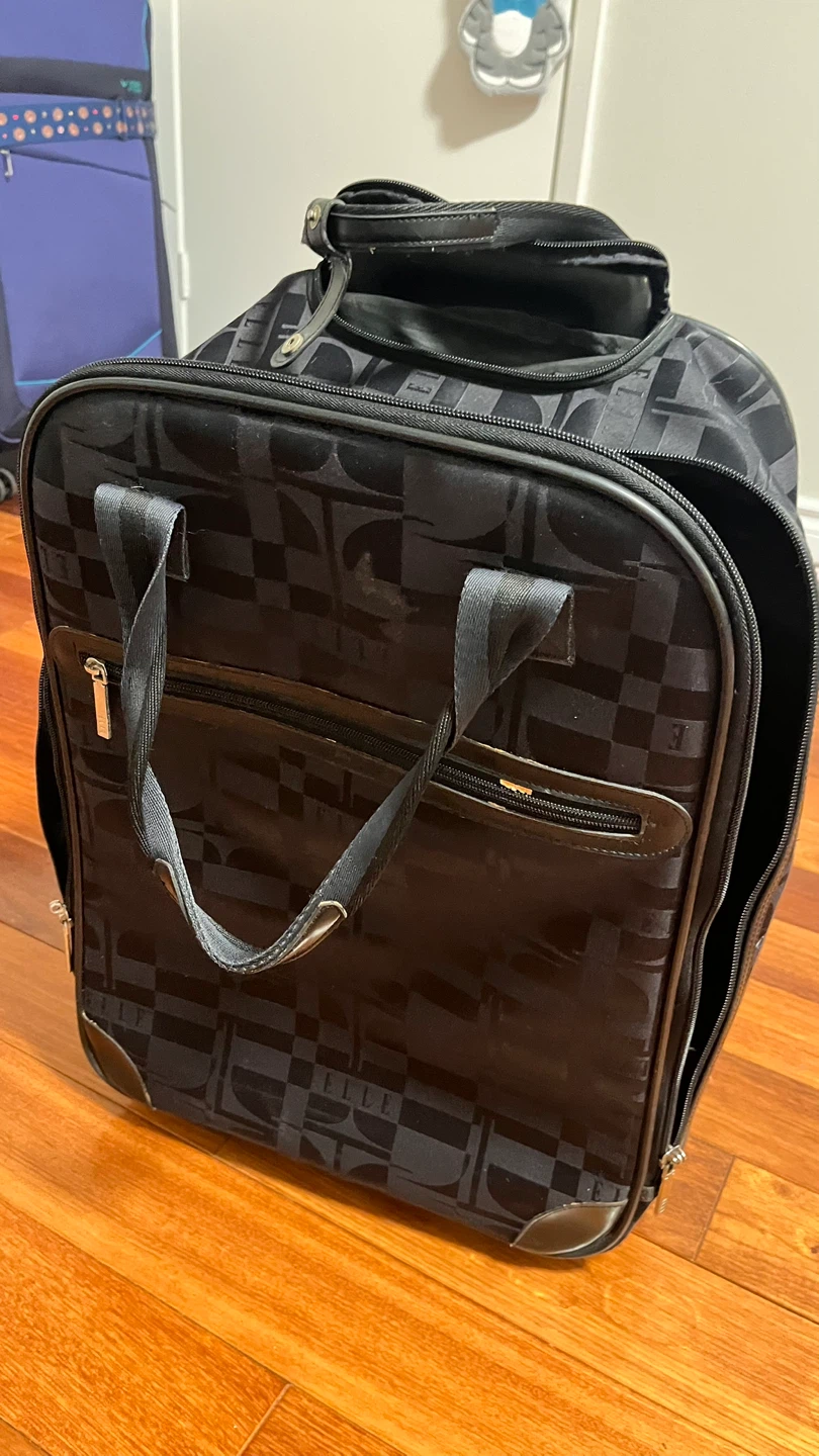 ELLE Black Patterned Rolling Carry-On Luggage