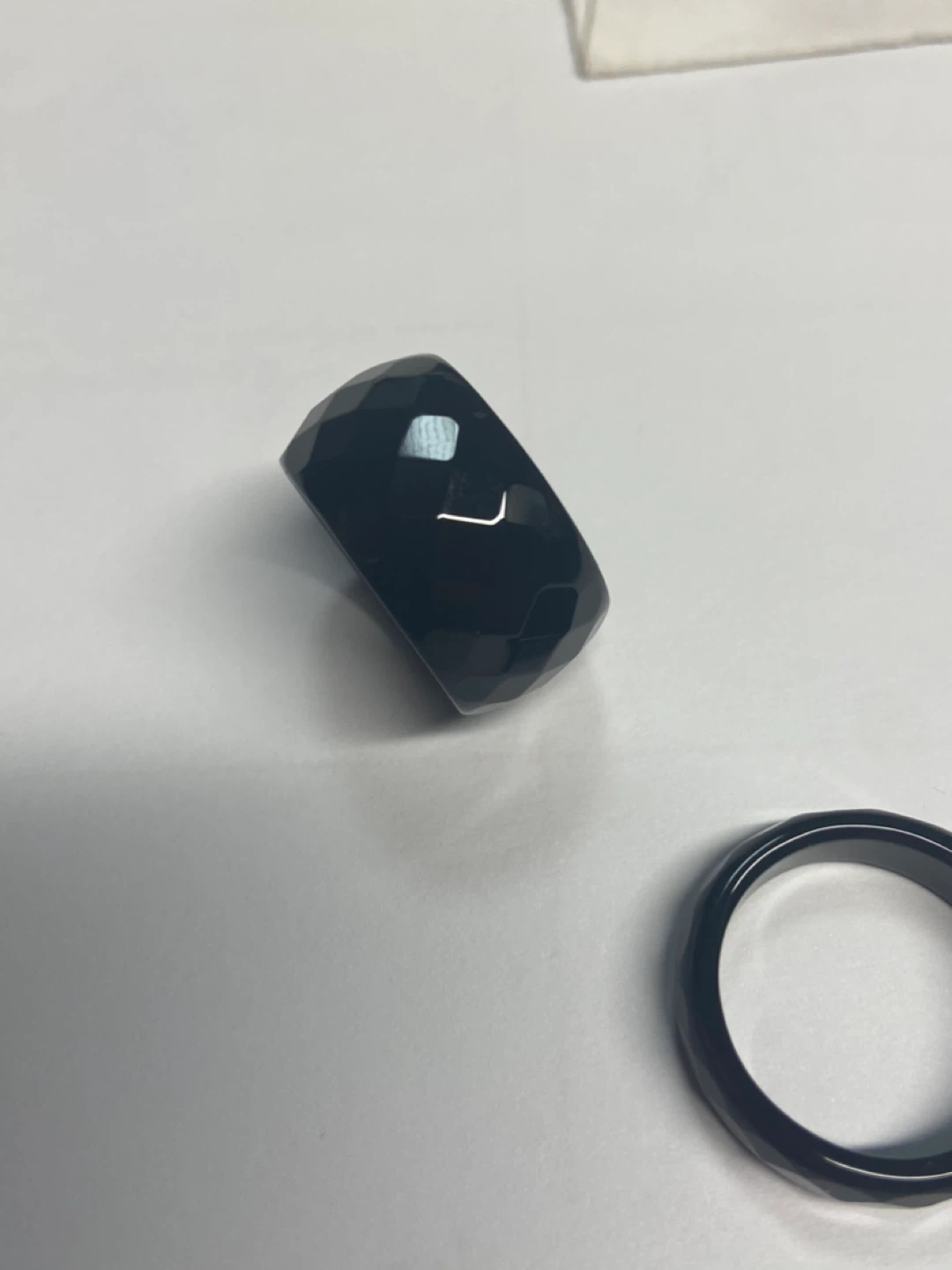 Black Faceted Rings (Set of 2) - photo 2