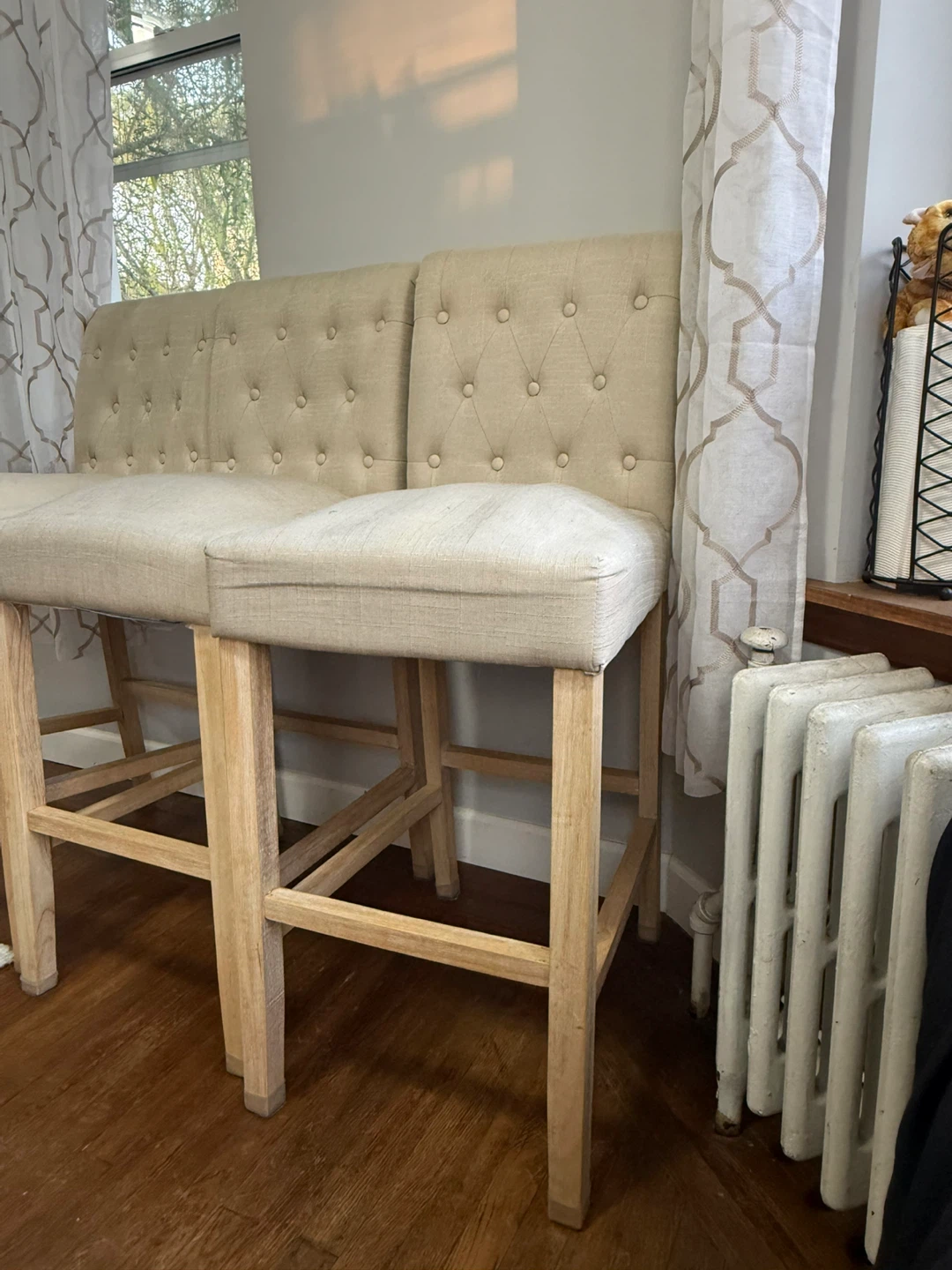 Tufted Upholstered Counter Stools (Set of 2)
