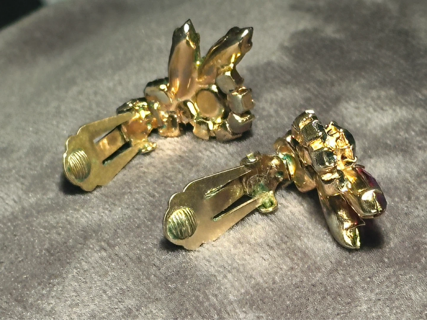 Vintage Blue and Violet Aurora borealis  Clip on Earrings - photo 4