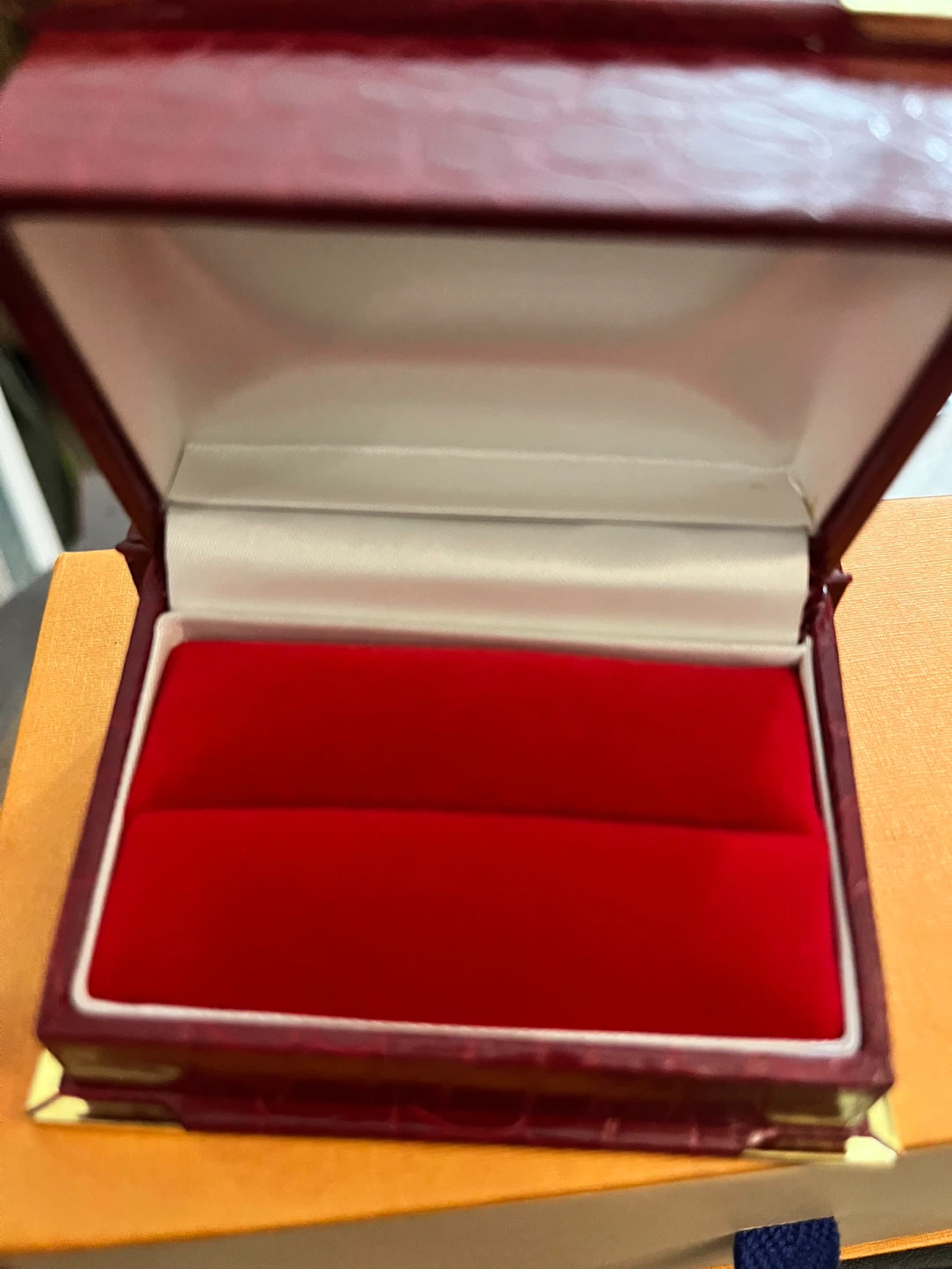 Red Faux Croc Jewellery Box with Gold Corners