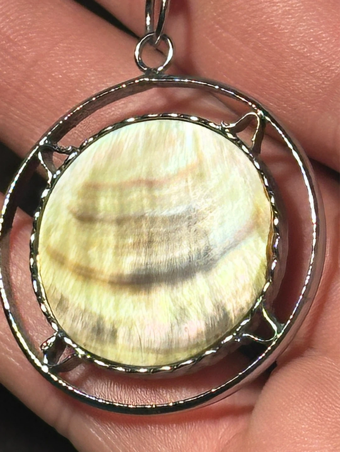 Carved Abalone Shell Floral Pendant and Necklace - photo 5