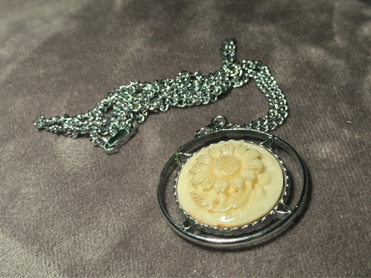Carved Abalone Shell Floral Pendant and Necklace - photo 2