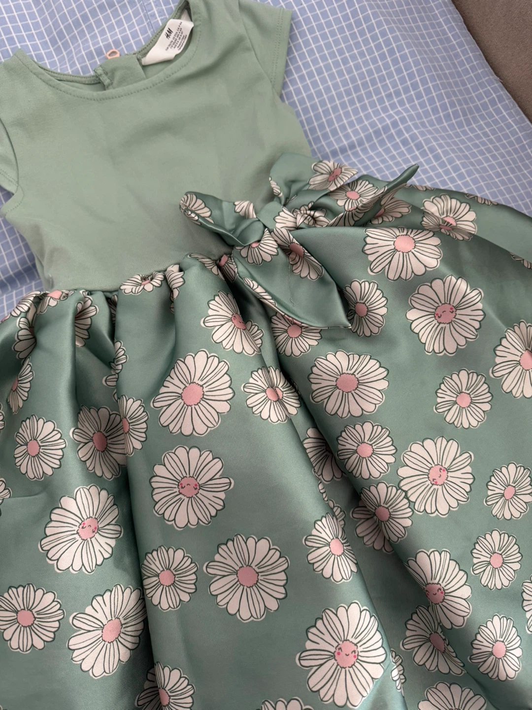 H&M Girls Green Daisy Print Dress
