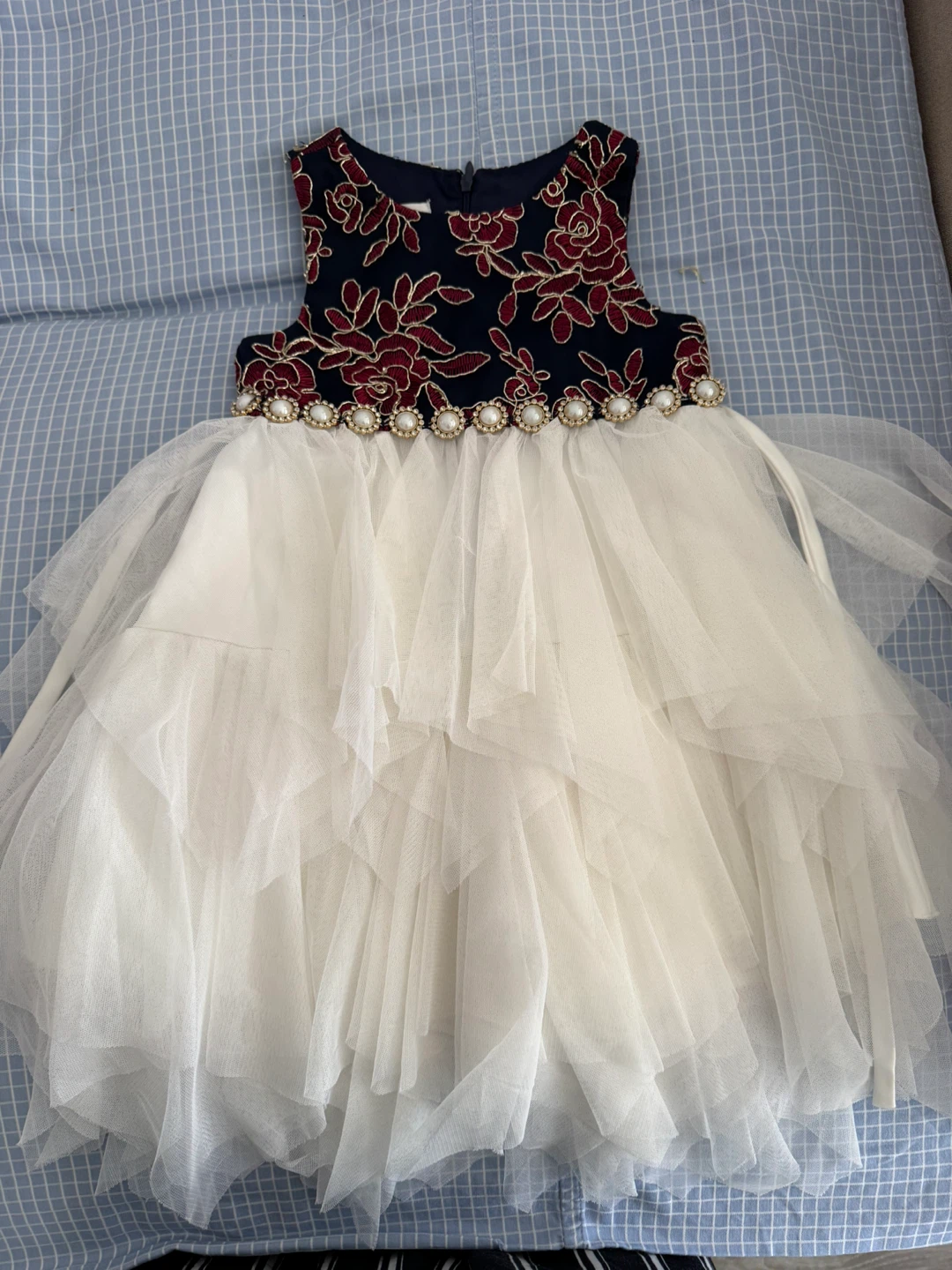 White Tulle Dress with Floral Embellishment - photo 2