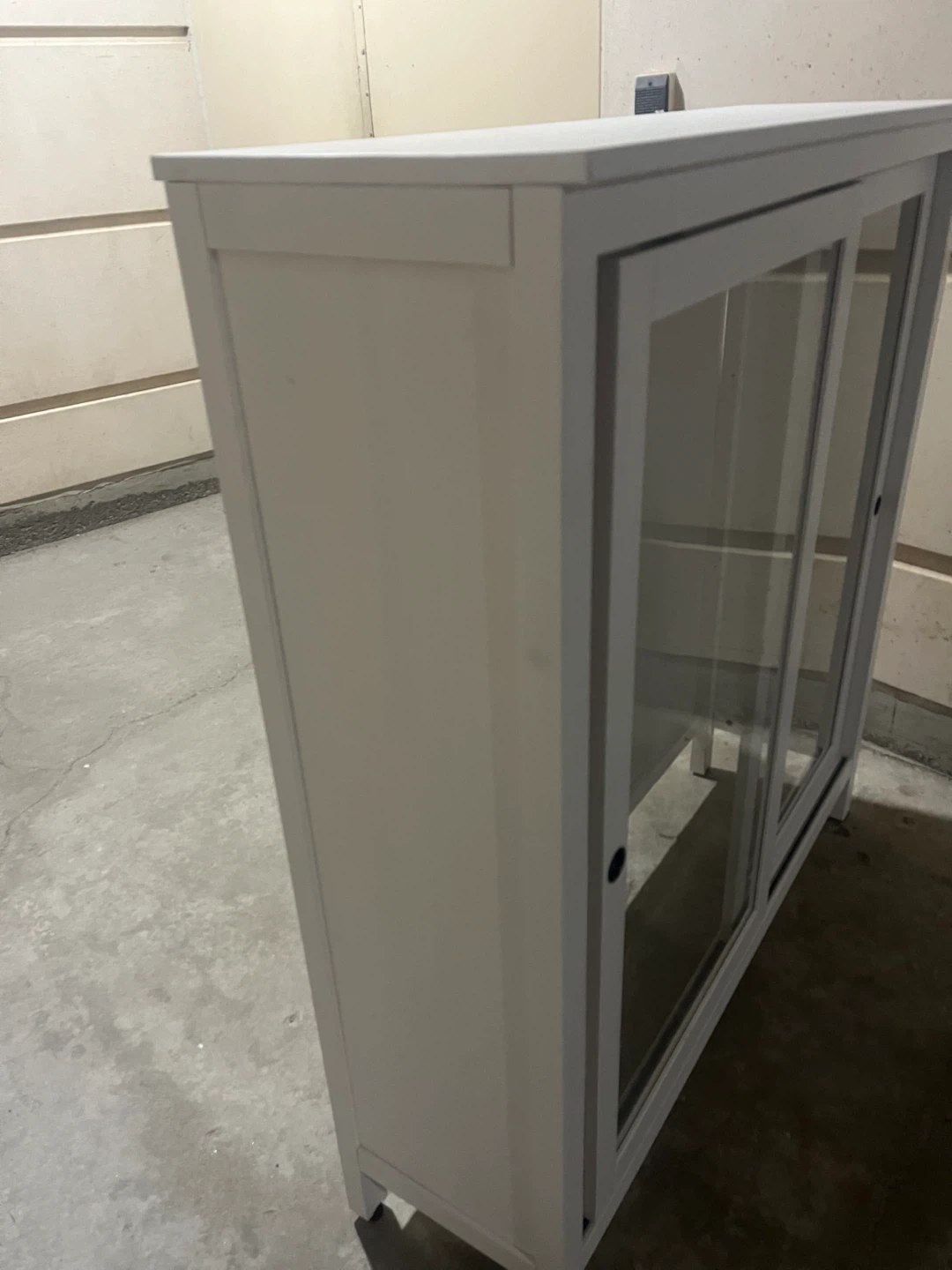 🌱 White Display Cabinet with Sliding Glass Doors