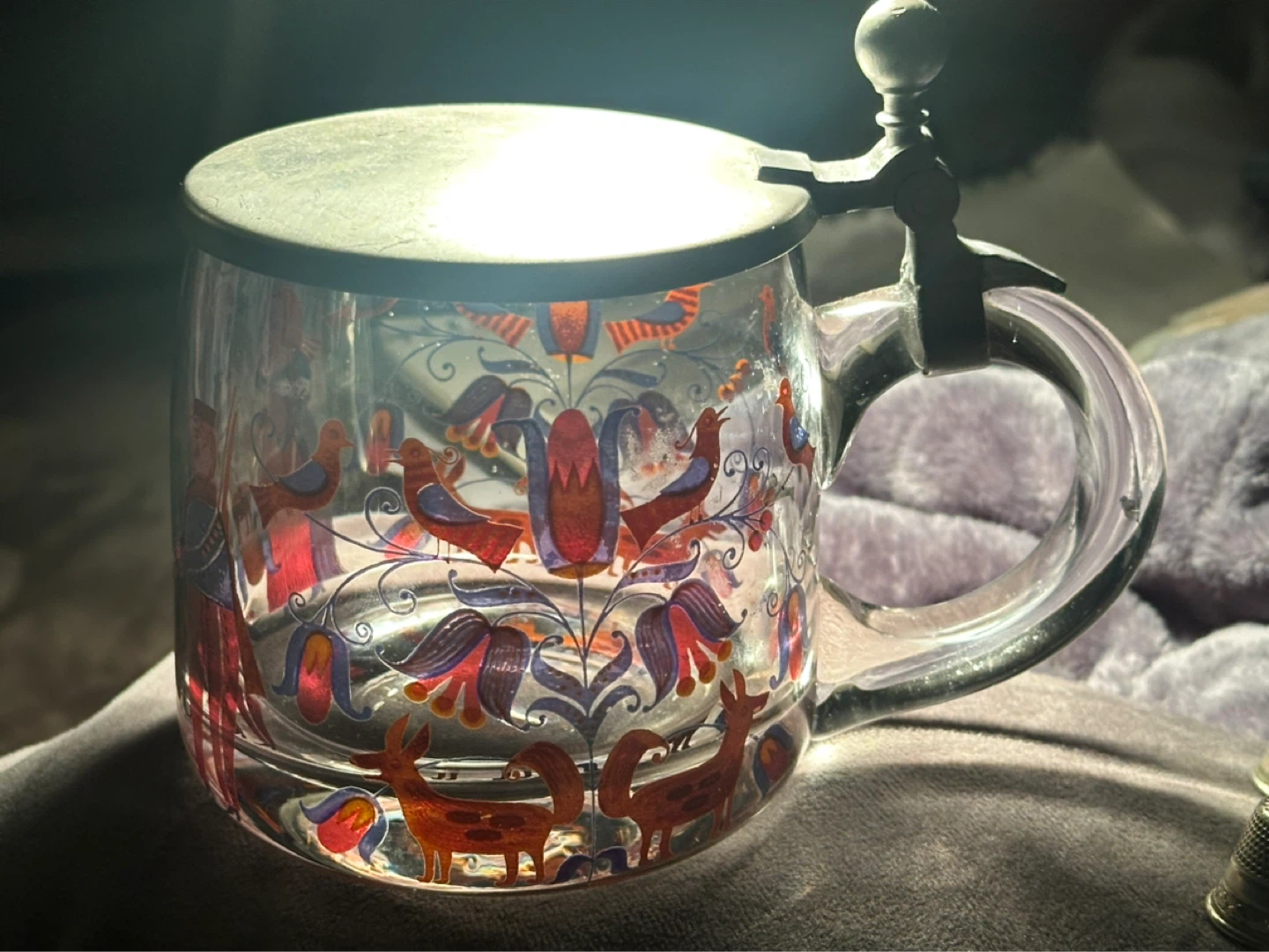 Vintage transfer ware glass German beer stein - photo 4