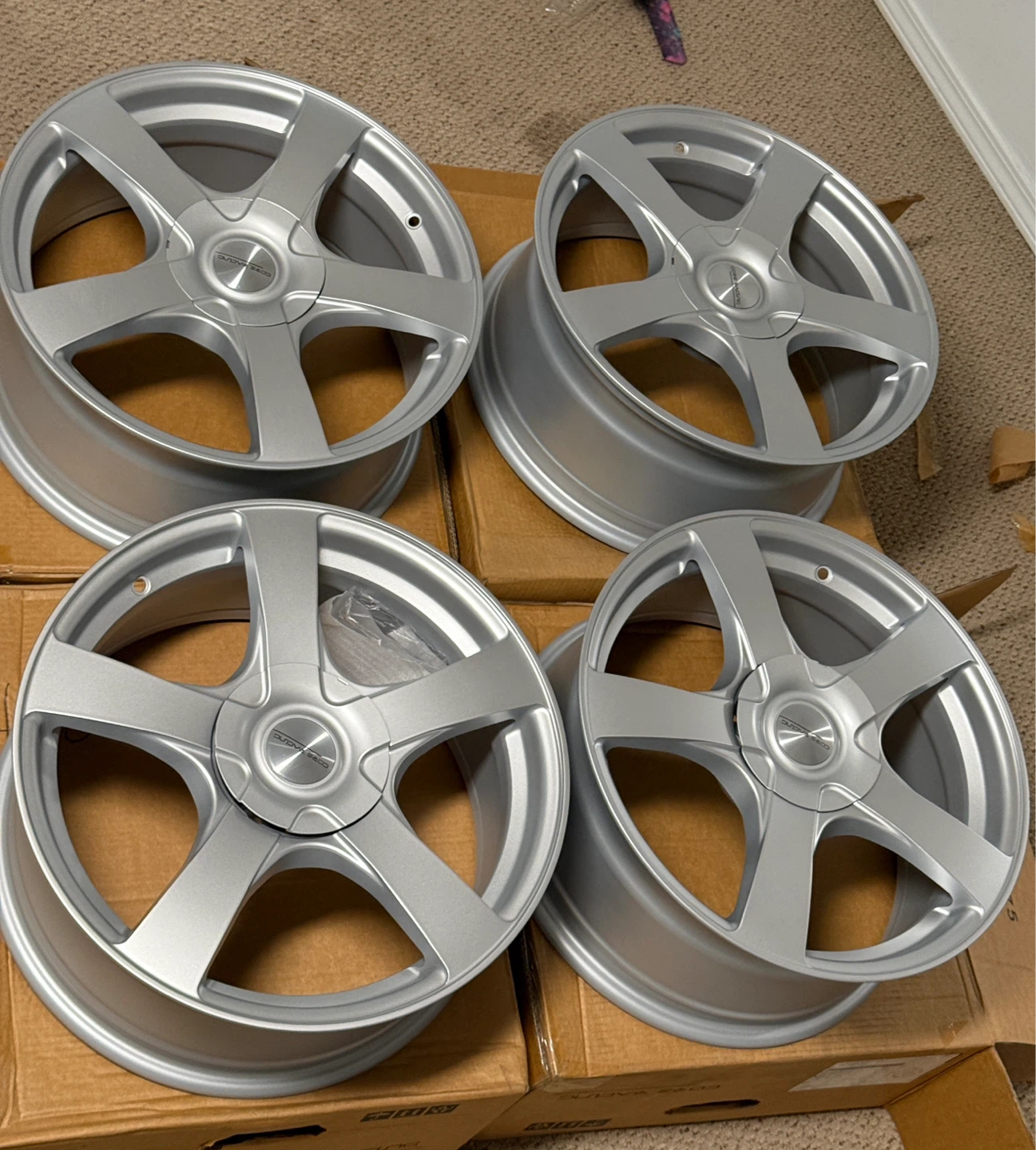 5x114.3 and 5x120 bolt pattern Corse Racing Silver Alloy Wheels
