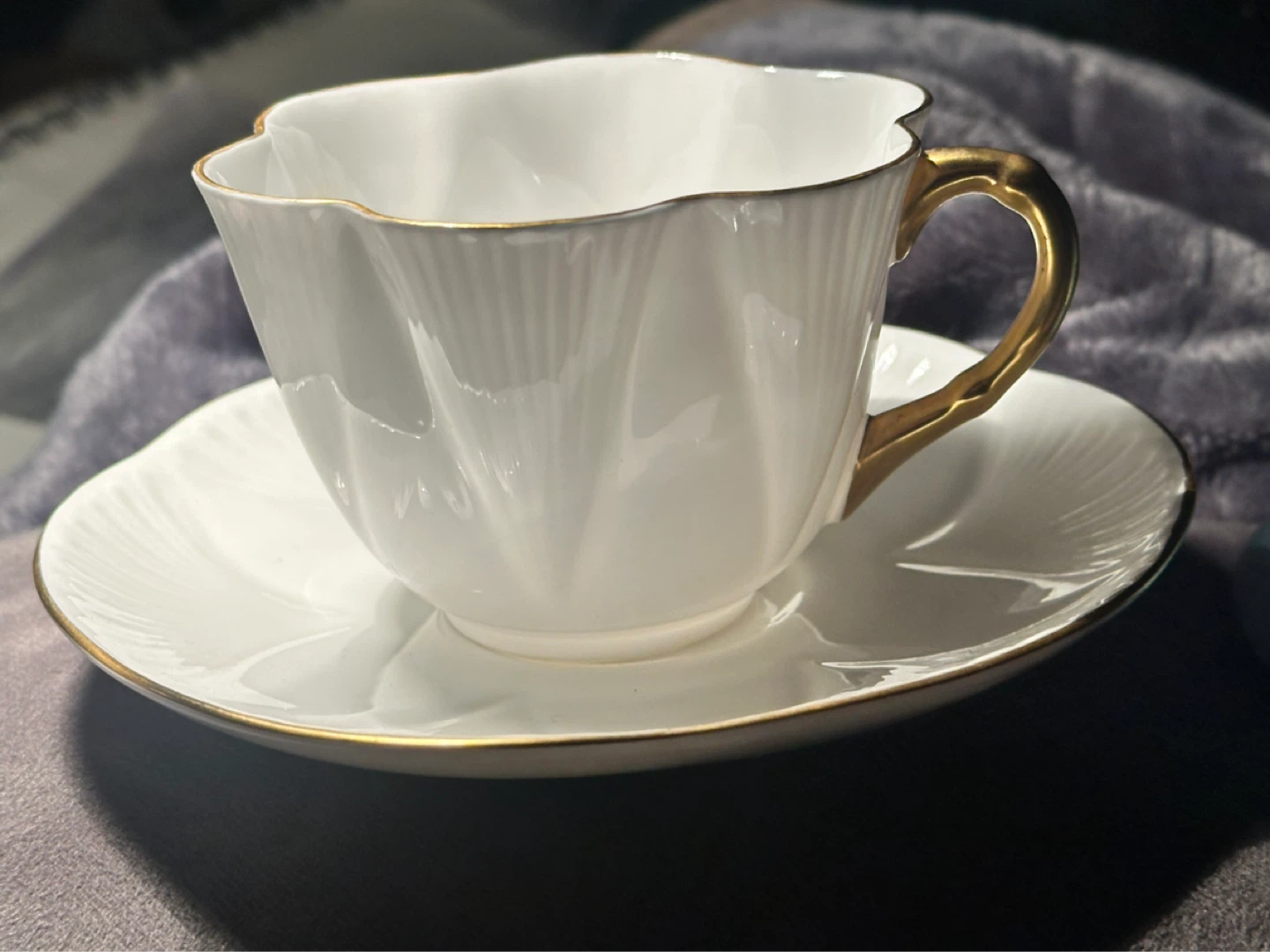 Anysley White Dainty Cup and Saucer