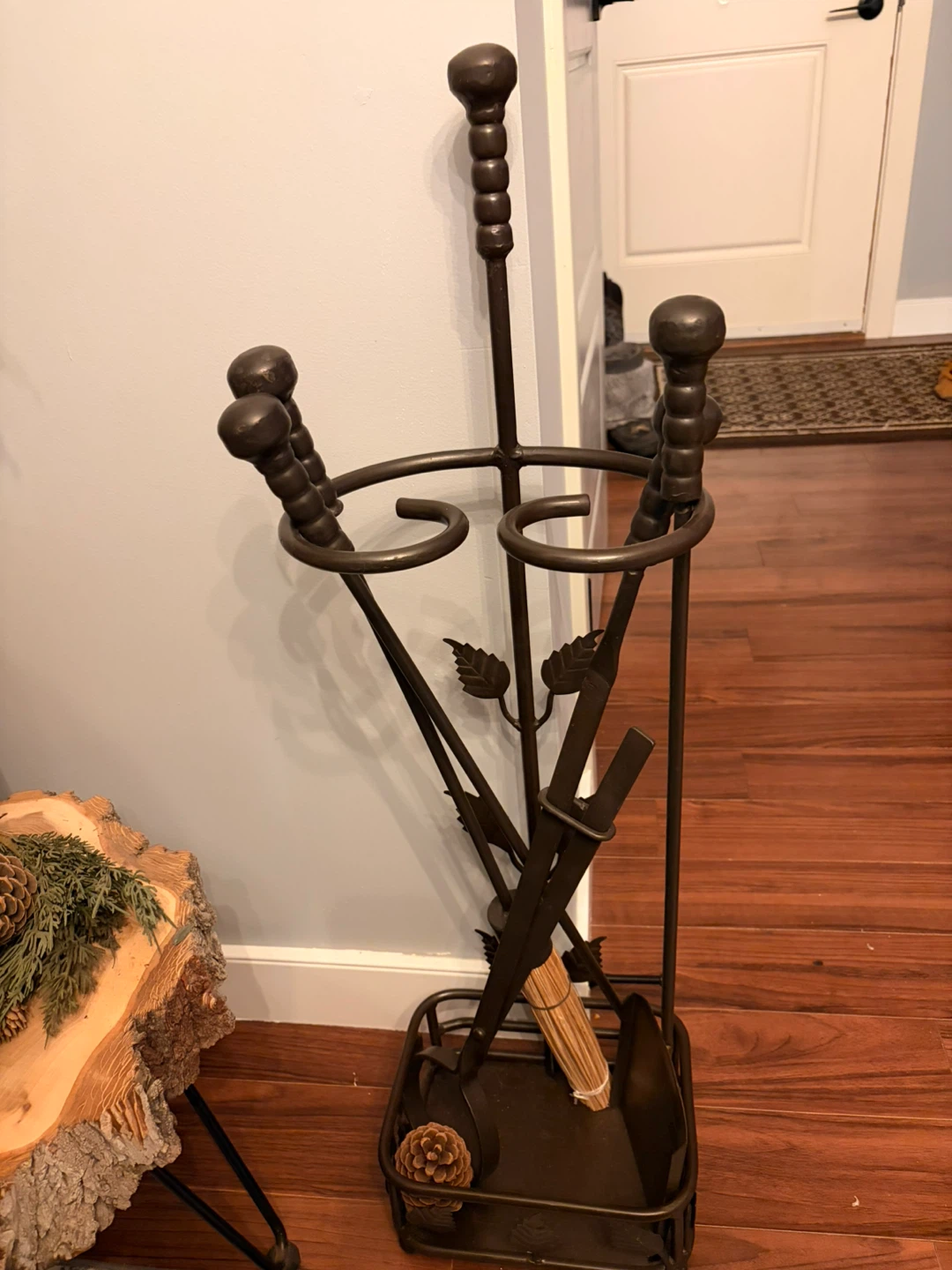 Metal Fireplace Tool Set with Holder