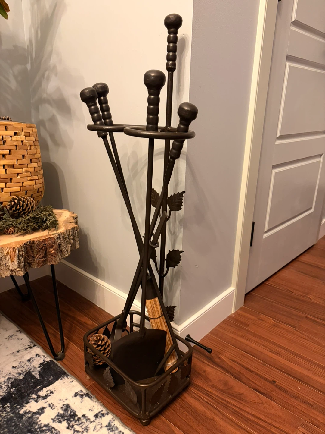 Metal Fireplace Tool Set with Holder - photo 4