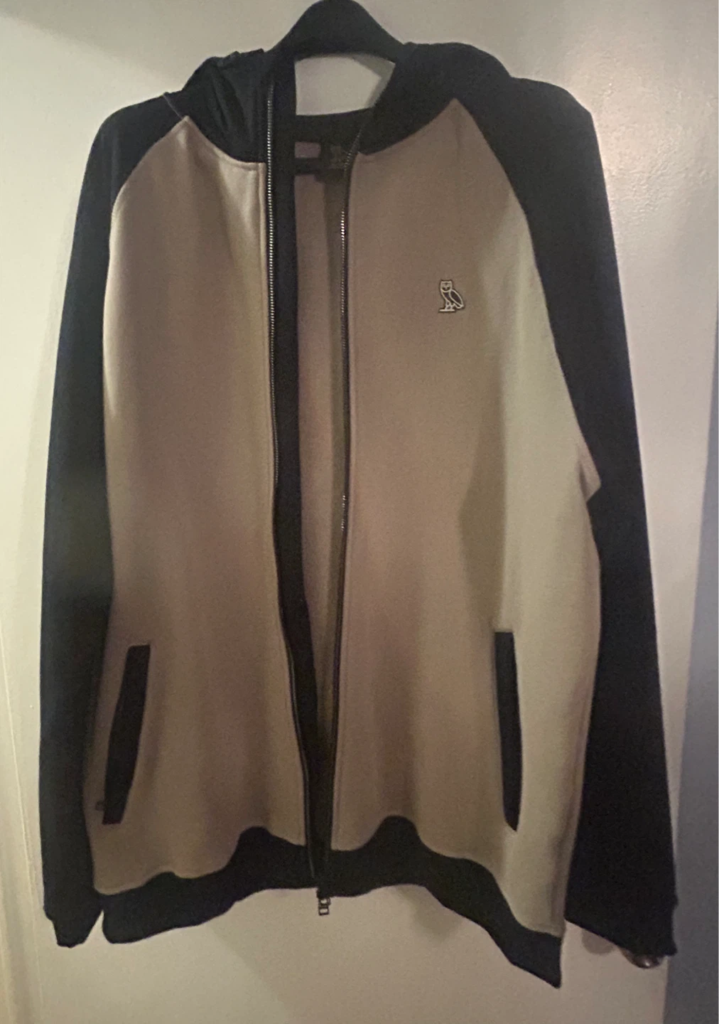 OVO Owl Track Jacket Beige Black Full Zip Hooded - photo 3