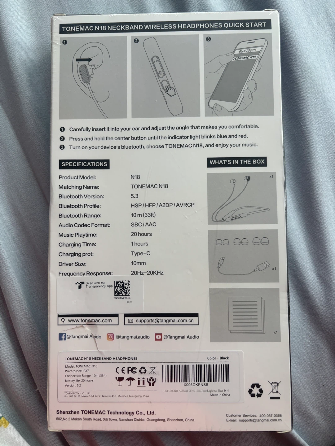 TONEMAC N18 Neckband Wireless Headphones - photo 2
