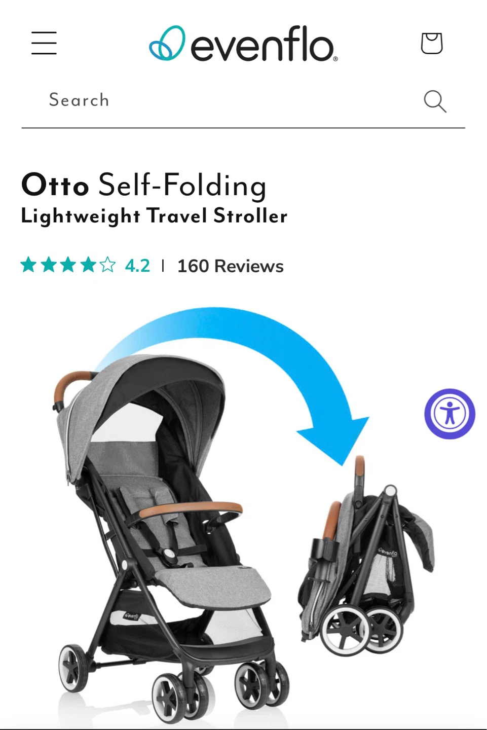 Evenflo Otto Self-Folding Lightweight Travel Stroller