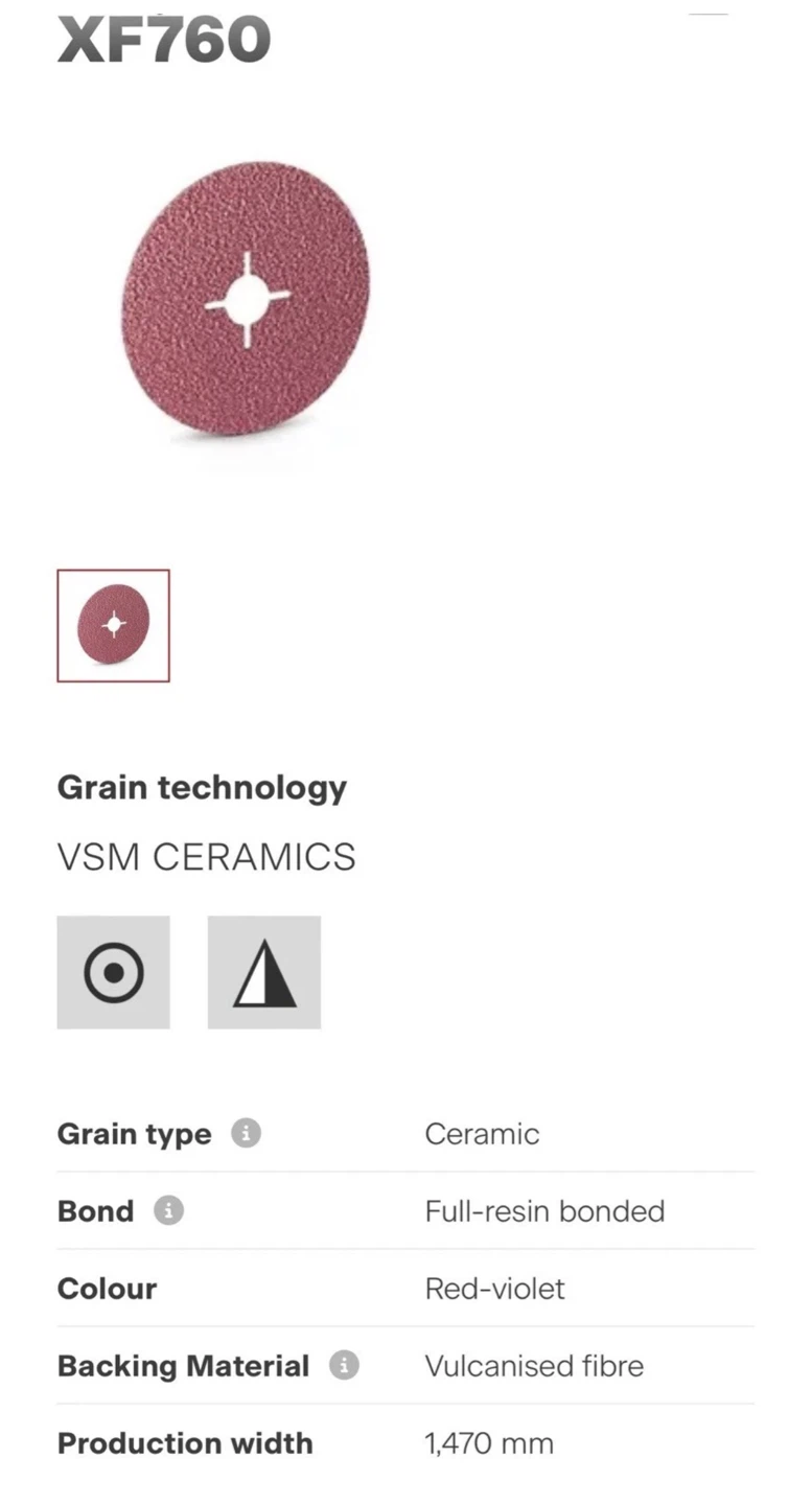 VSM XF760 Self-sharpening ceramic-grain fibre disc (400+ Count) - photo 2
