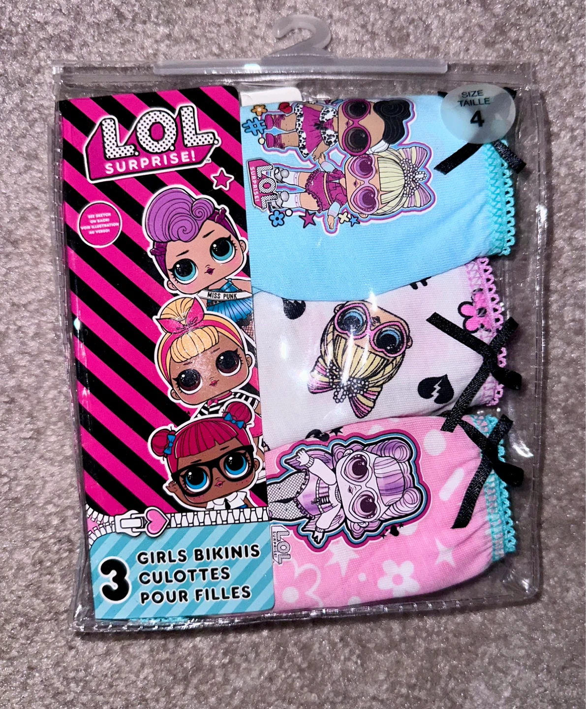 LOL Surprise! Girls' Bikini Underwear 3-Pack Size 4