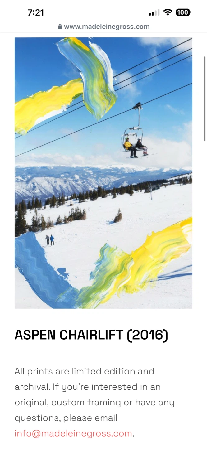 Aspen Chairlift Print by Madeleine Gross (2016)