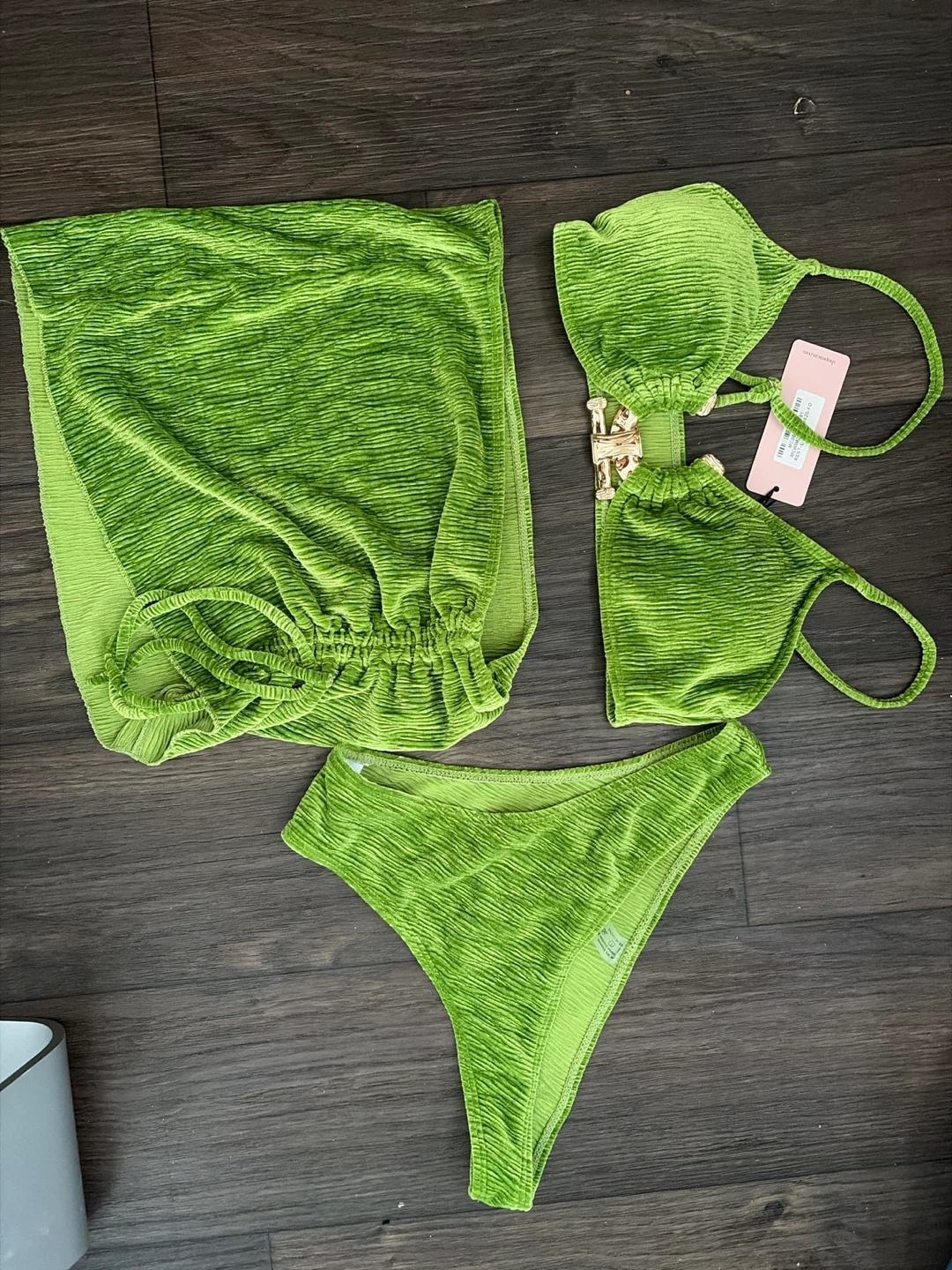 MICAS  Lime Green Velour 3-Piece Swimsuit