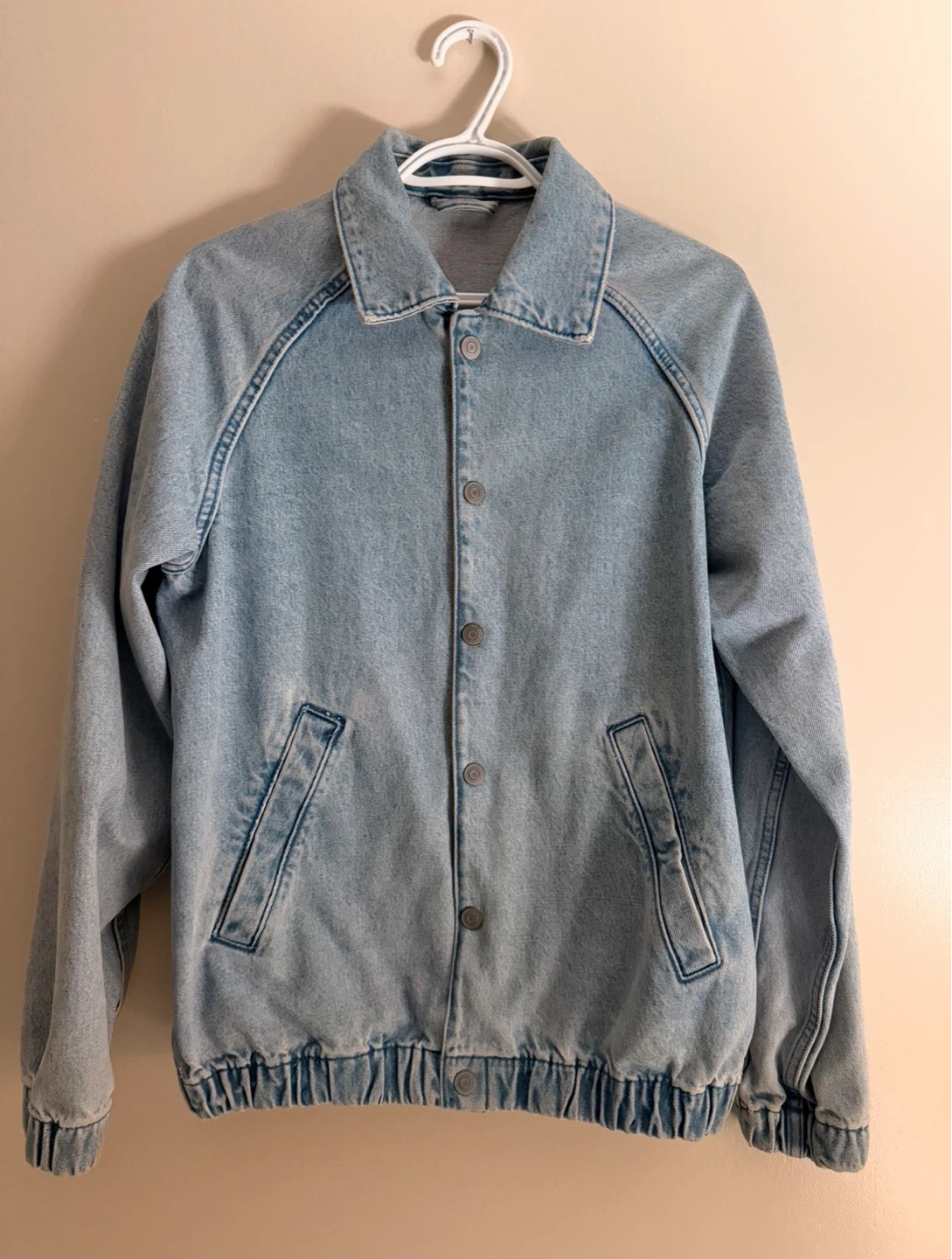 Light Wash Denim Bomber Jacket - photo 2