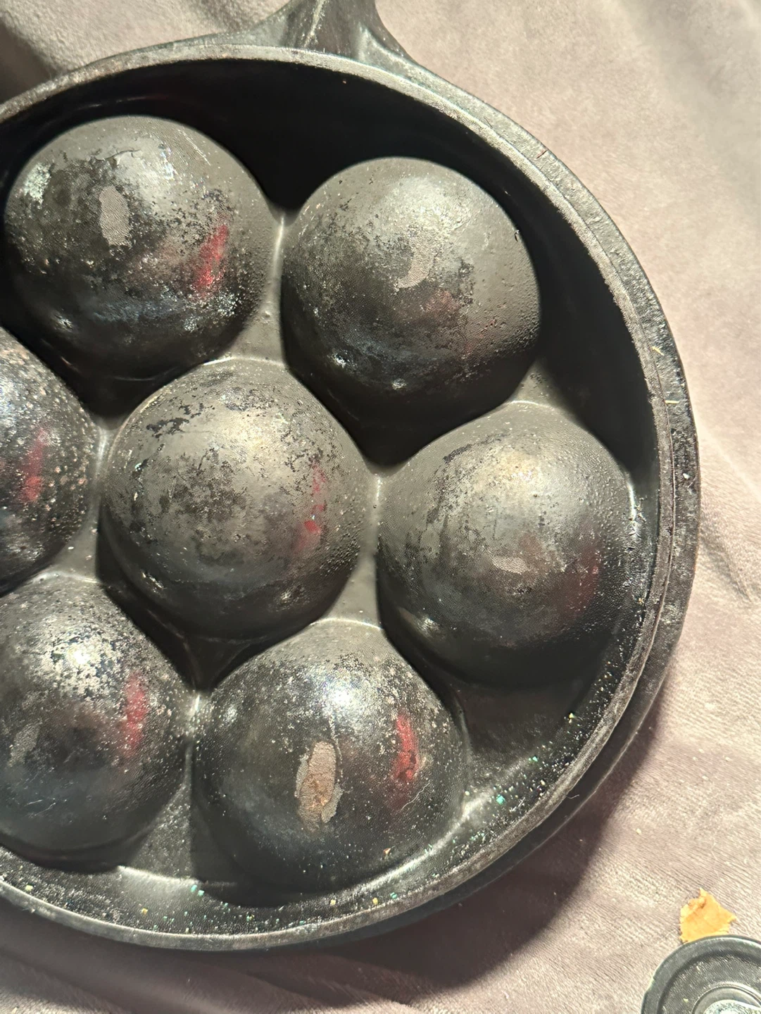 antique cast iron Æbleskiver pan - photo 4