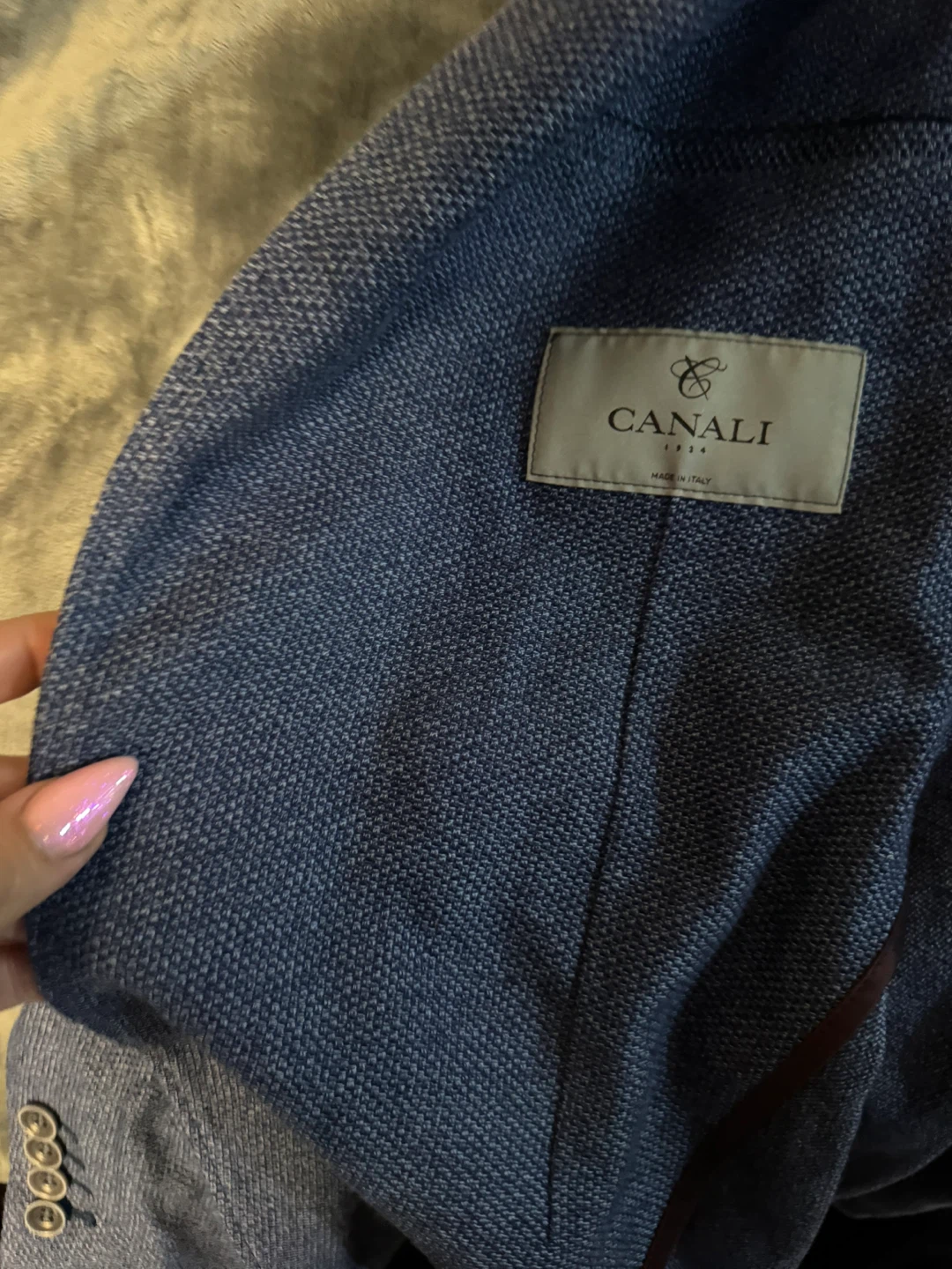 Canali Navy Cotton Blazer - Size 54R - photo 2