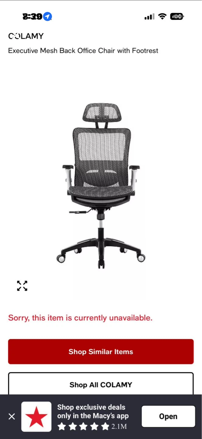 COLAMY Executive Mesh Back Office Chair with Footrest