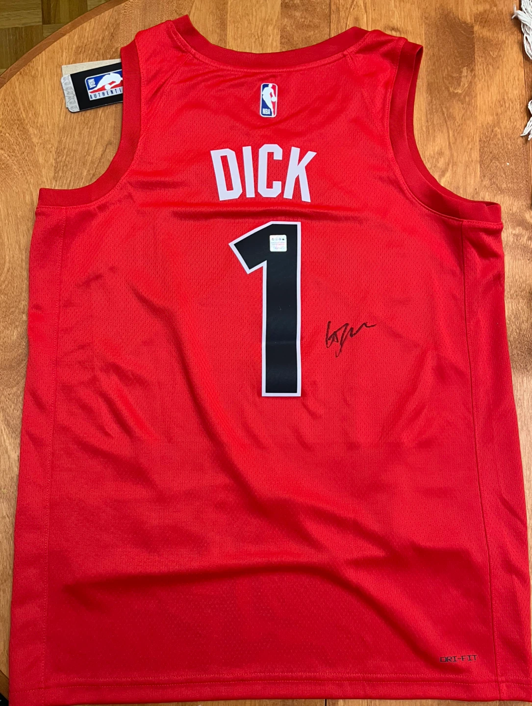 Gradey Dick Autographed Toronto Raptors Red Nike Jersey