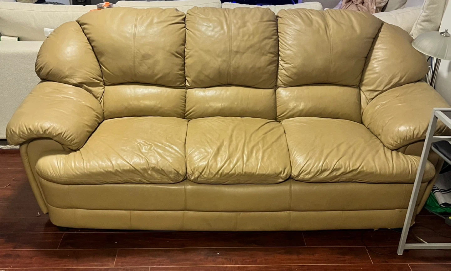 Tan Leather 3-Seater Sofa