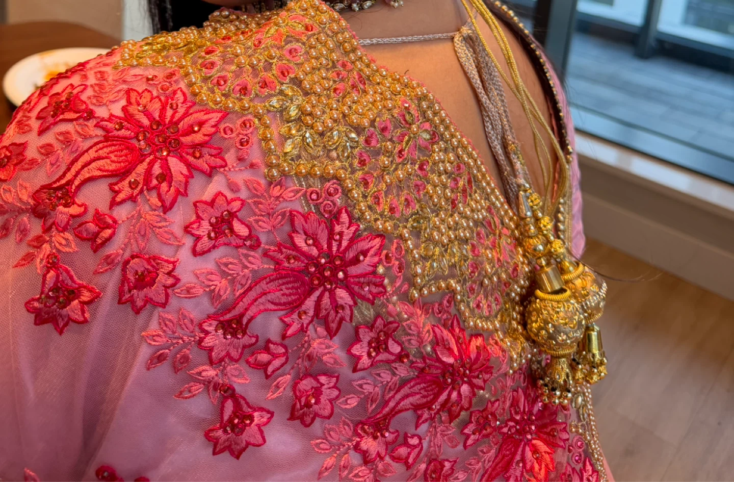 Ready-made Pink Embroidered Saree with Blouse - photo 2