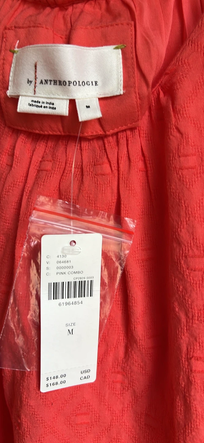 Anthropologie Coral Embroidered Tunic Dress Size M - photo 4