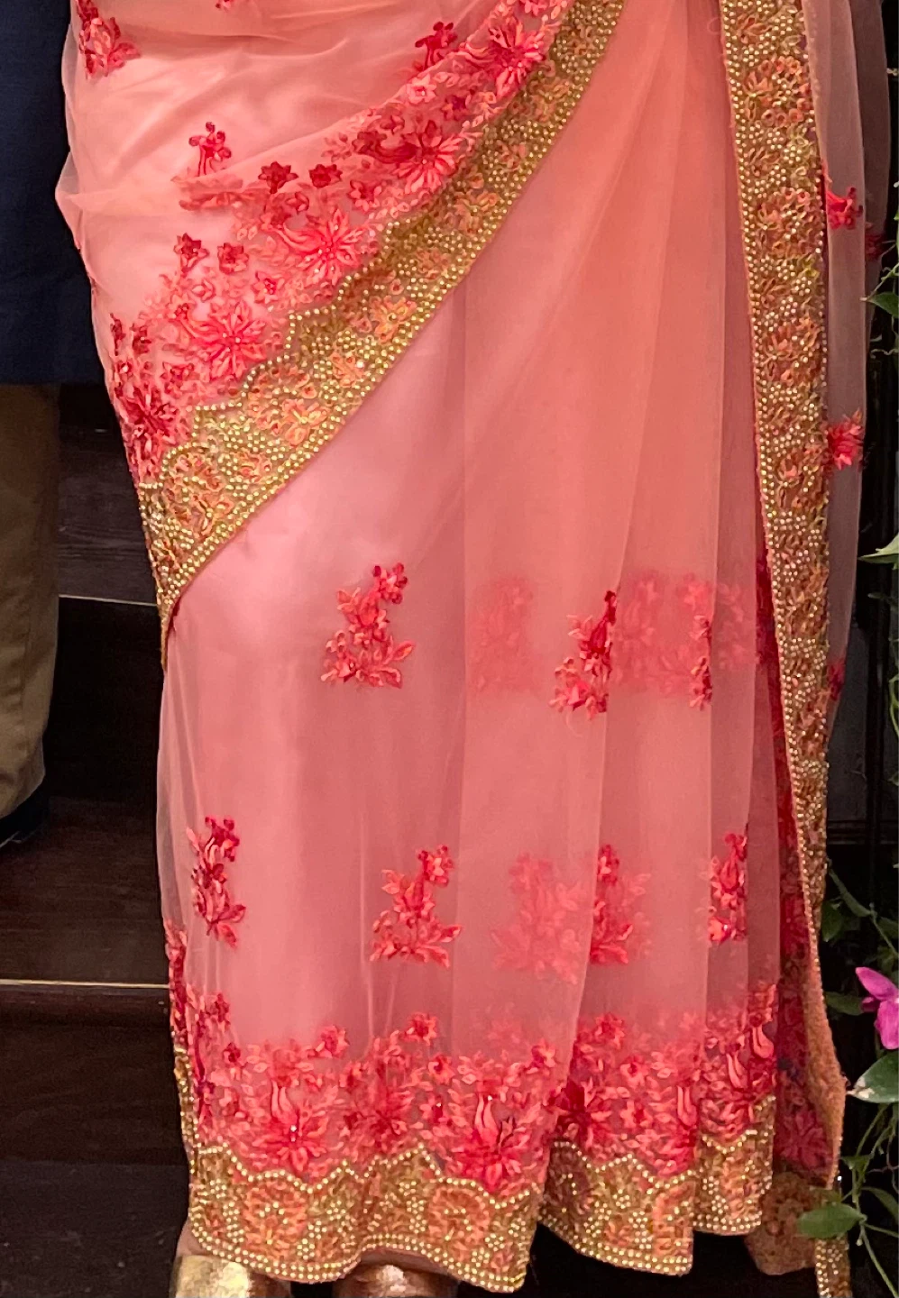 Ready-made Pink Embroidered Saree with Blouse - photo 3