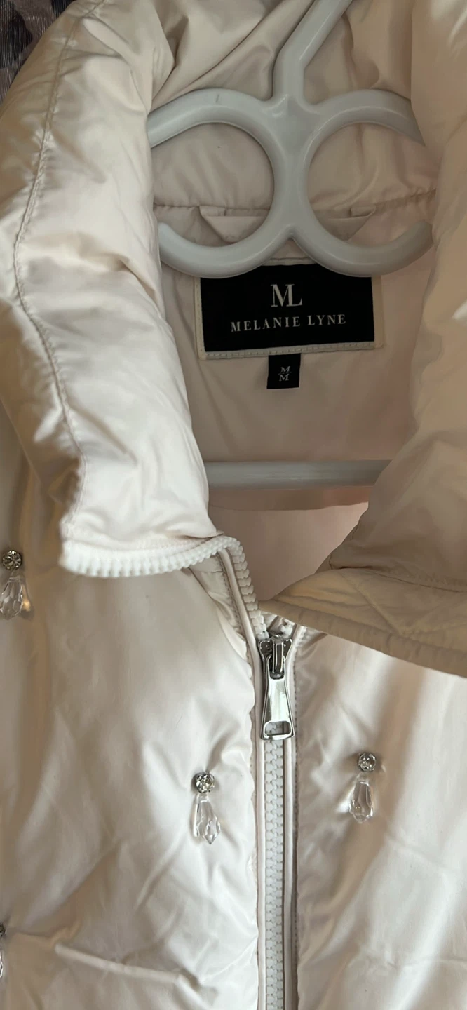Melanie Lyne Puffer Vest with Rhinestones - Cream, Size M - photo 3