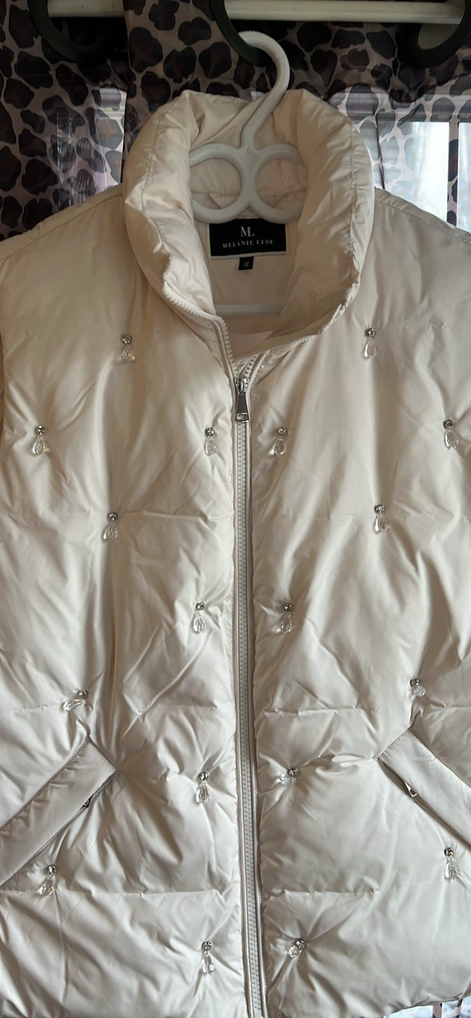 Melanie Lyne Puffer Vest with Rhinestones - Cream, Size M - photo 2