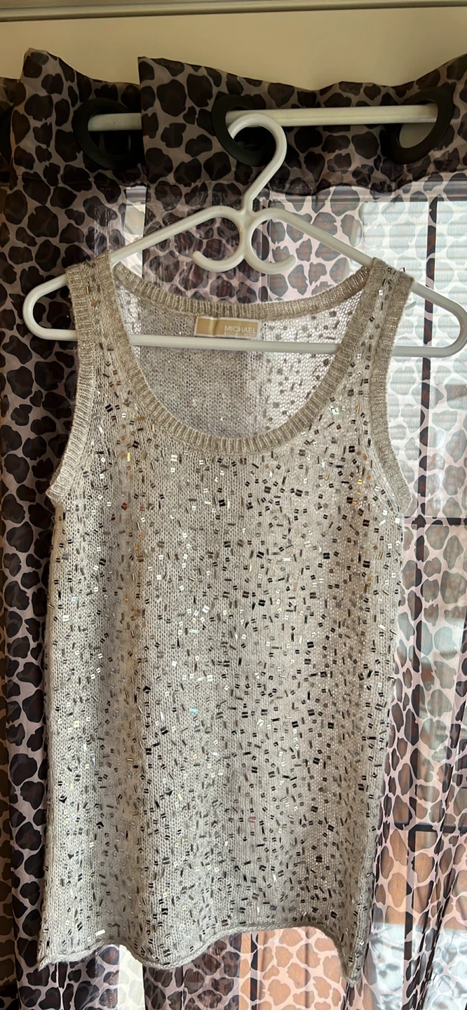 Michael Kors Beaded Sleeveless Knit Top