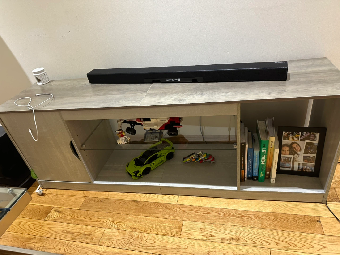 Modern Grey TV Stand with Storage - photo 3