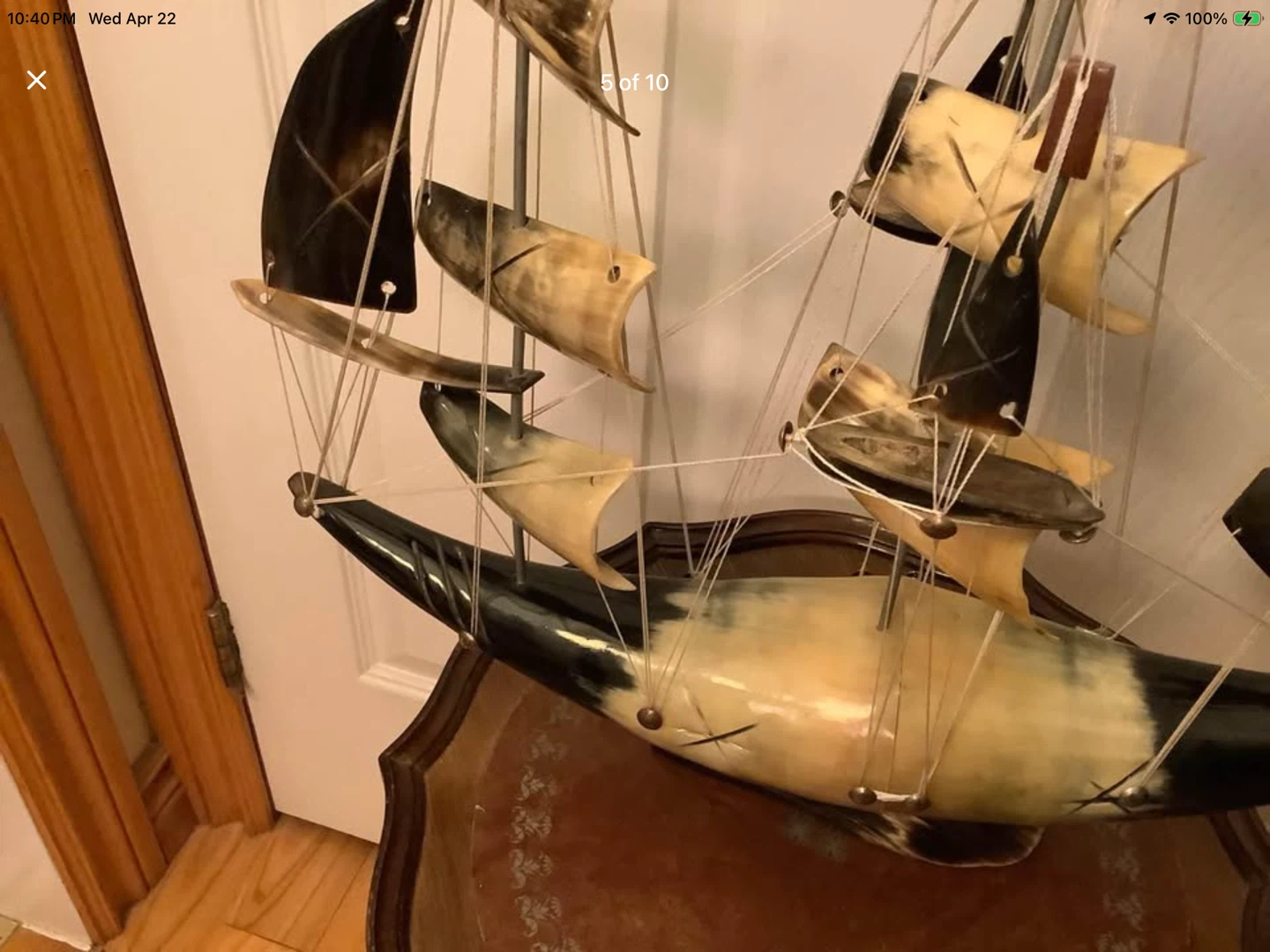 Hd Crafted Cow Horn Schooner Sailboat 🐞 - photo 3