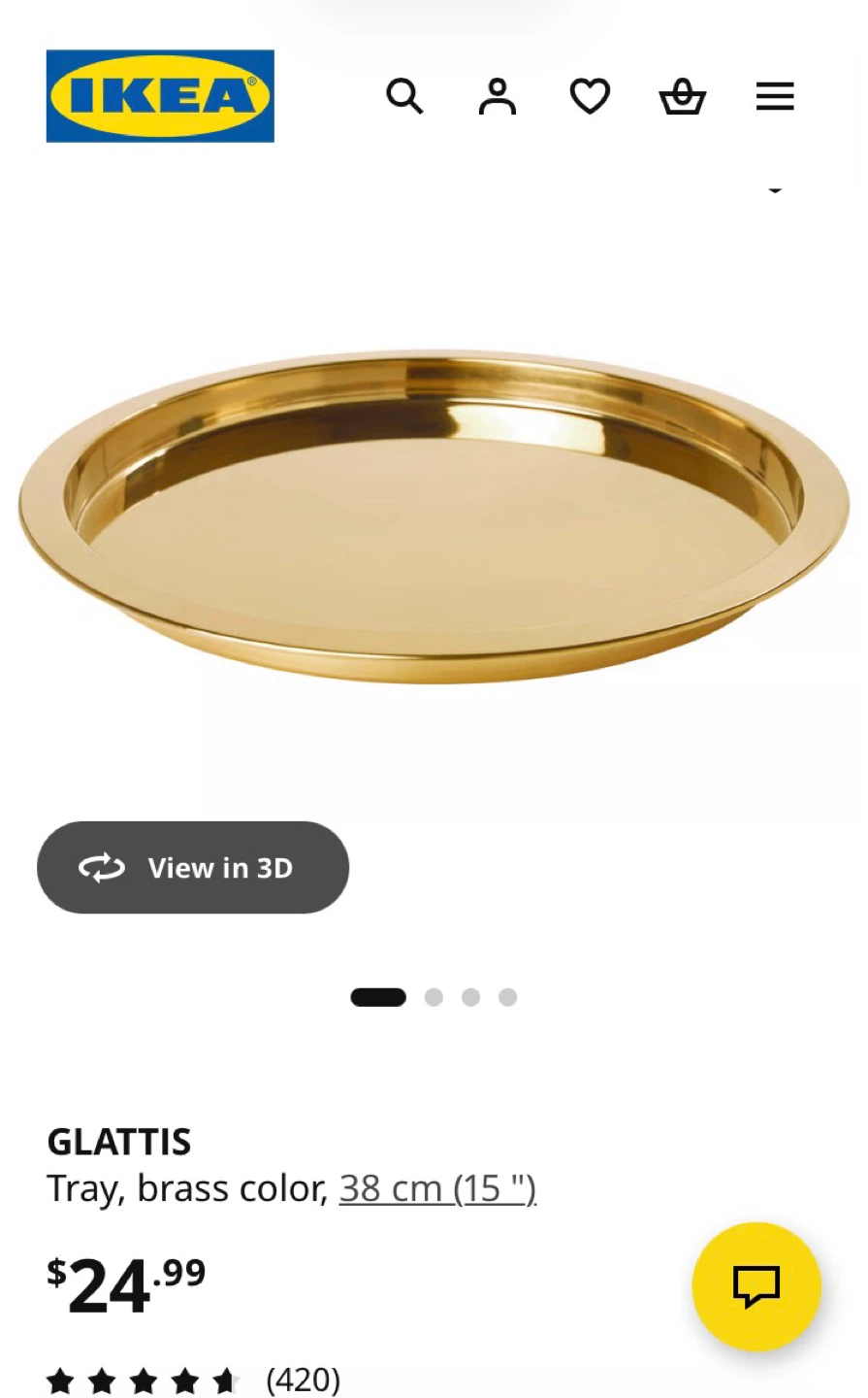 IKEA GLATTIS Tray - Brass Color - 38 cm - photo 2